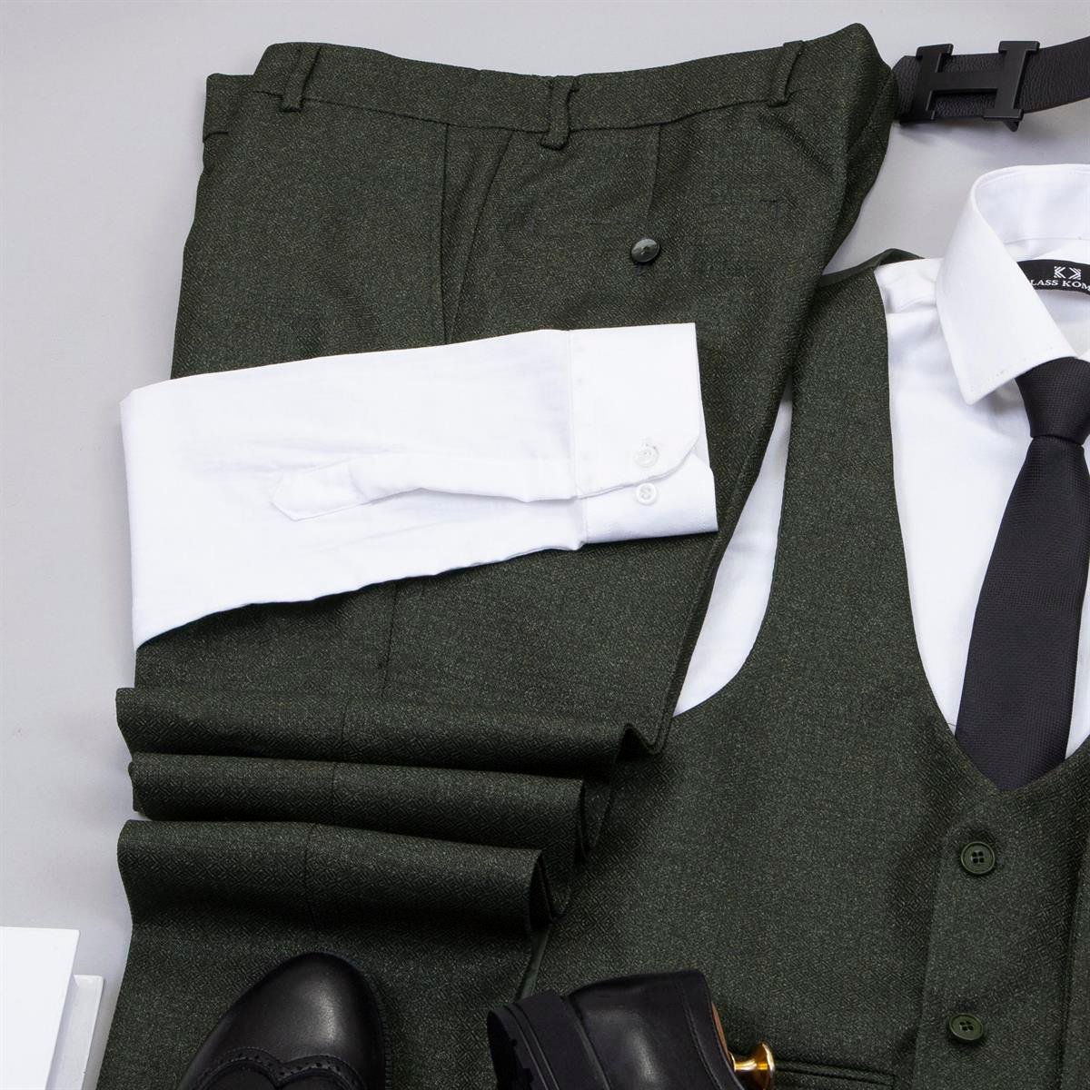 Haki Takım Elbise Kombini