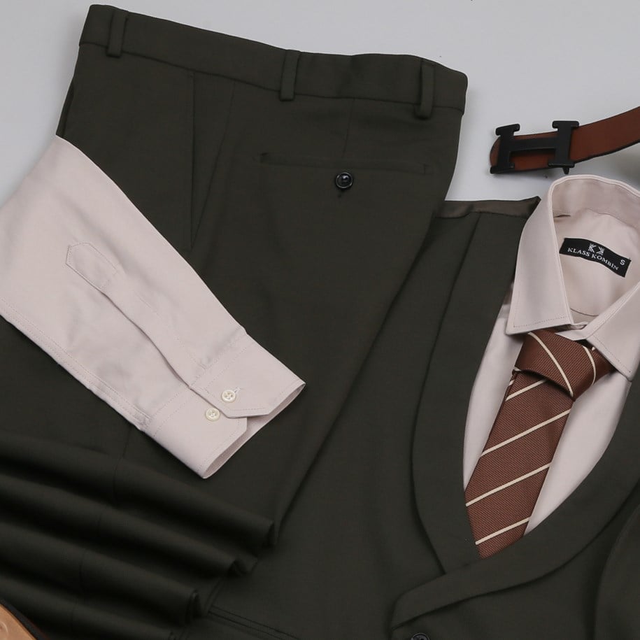 Haki Takım Elbise Kombini