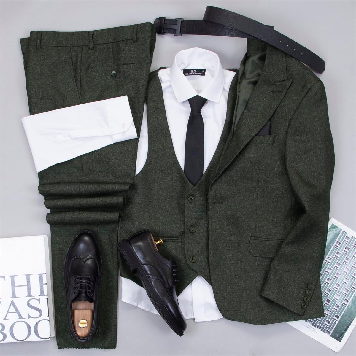 Haki Takım Elbise Kombini