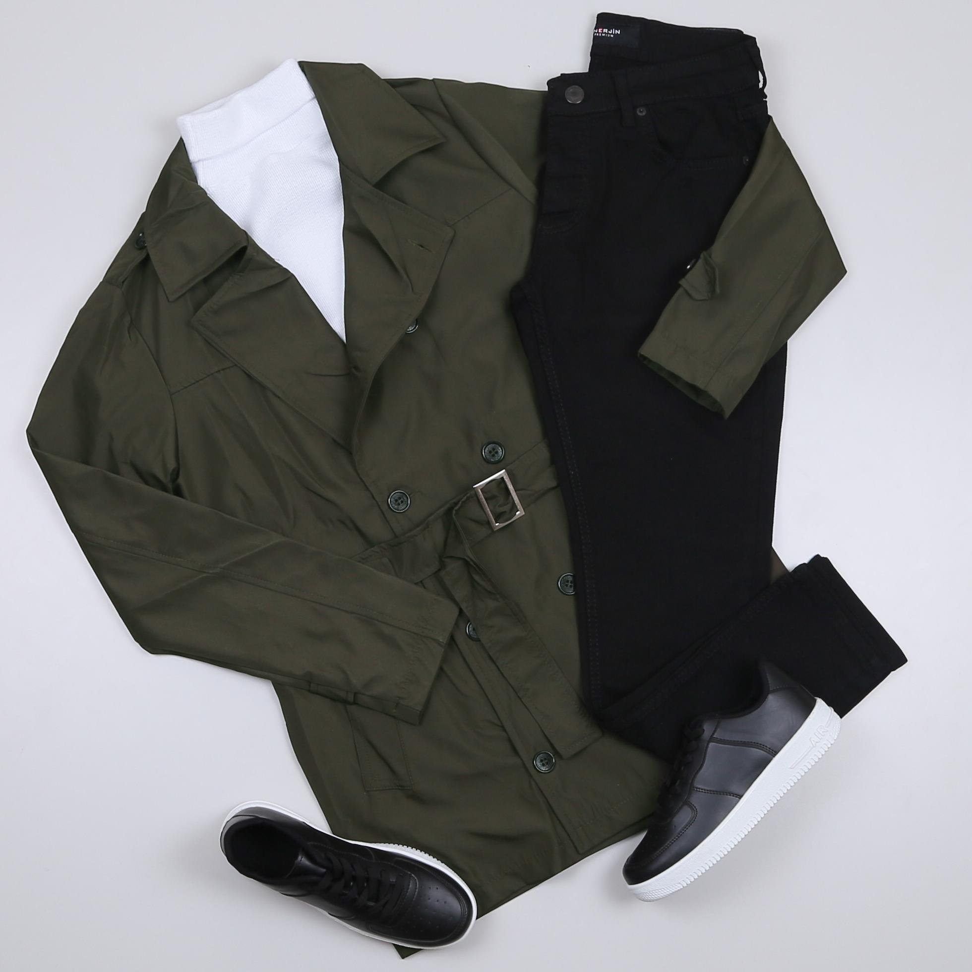 haki trençkot kombini