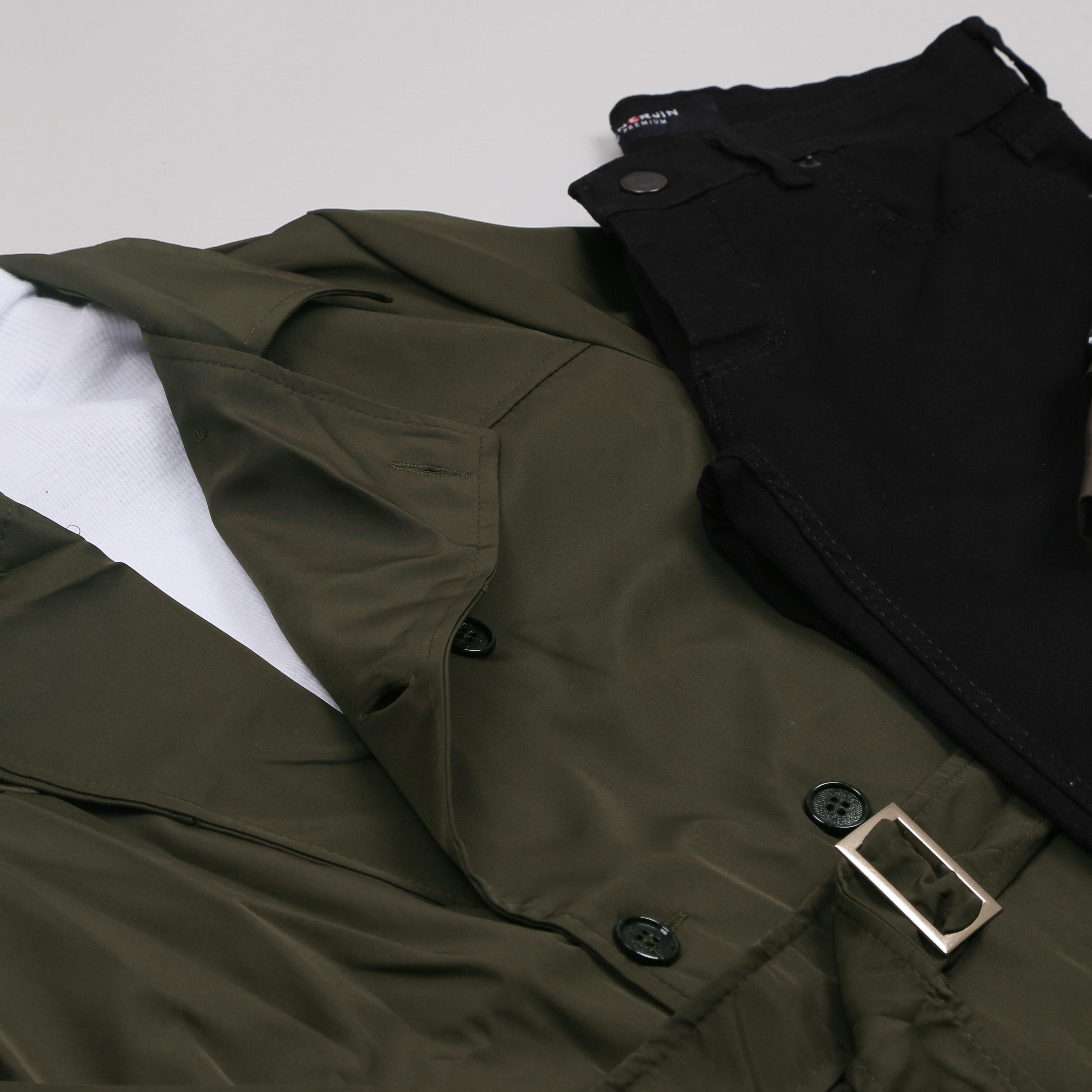 Haki Trençkot Pantolon Bot Kombini 