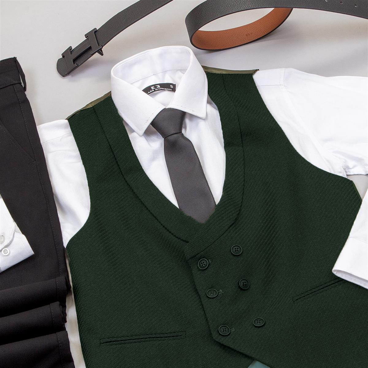 Haki Yelek Gömlek Pantolon Ayakkabı Kombin