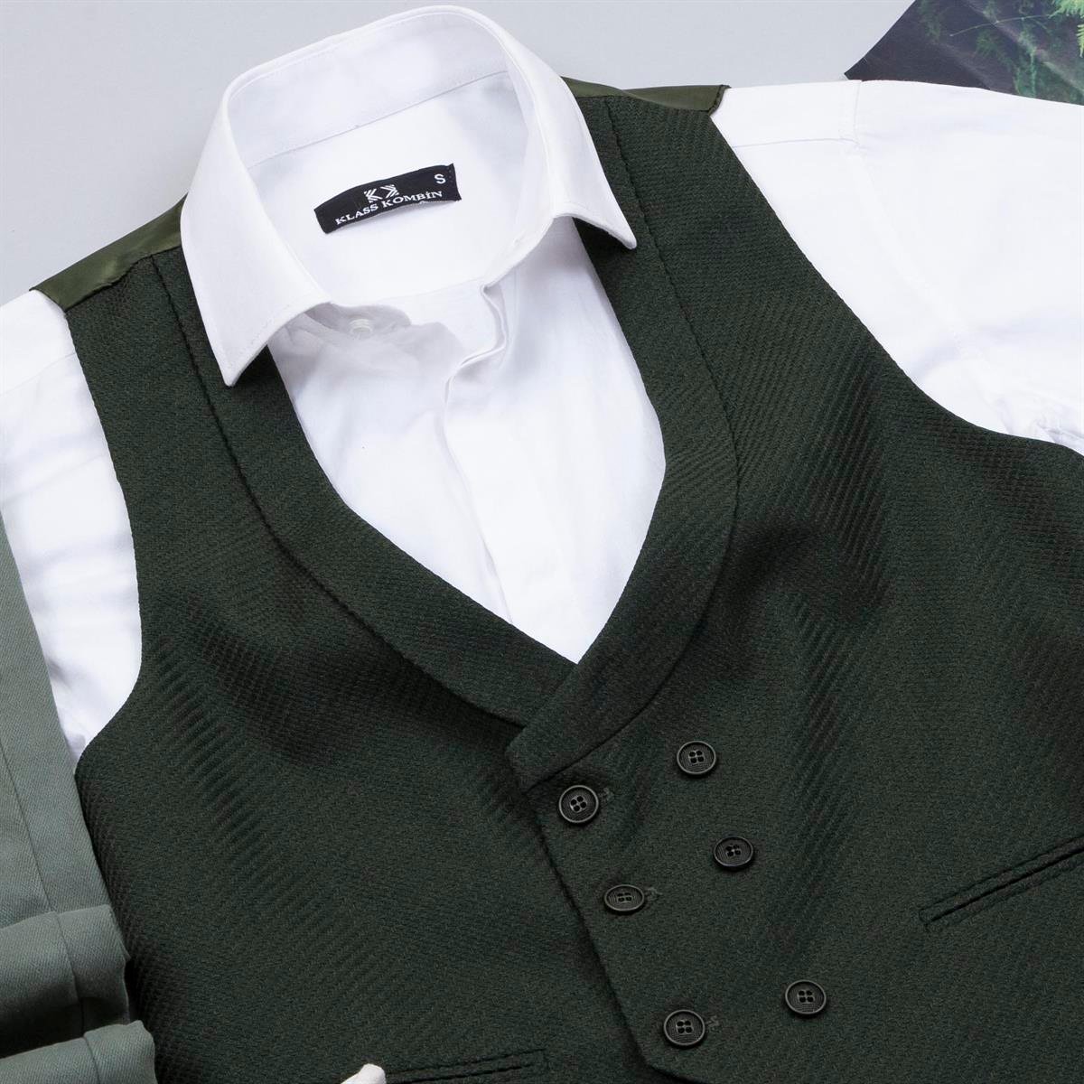 Haki Yelek Gömlek Pantolon Ayakkabı Kombin