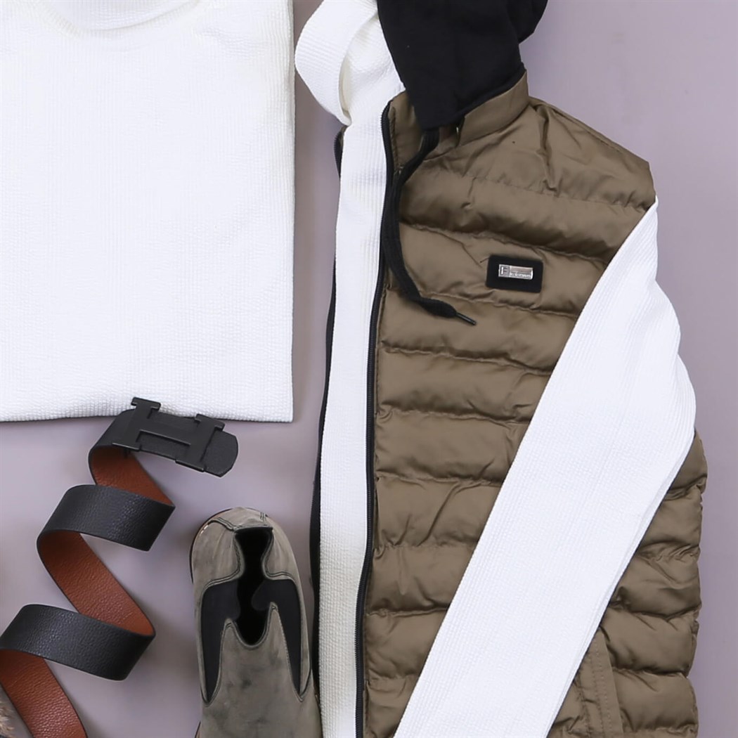 Haki Yelek Kazak Pantolon Bot Kombin