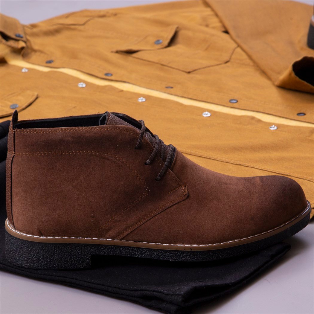 Hardal Kot Gömlek Kazak Pantolon Bot Kombin