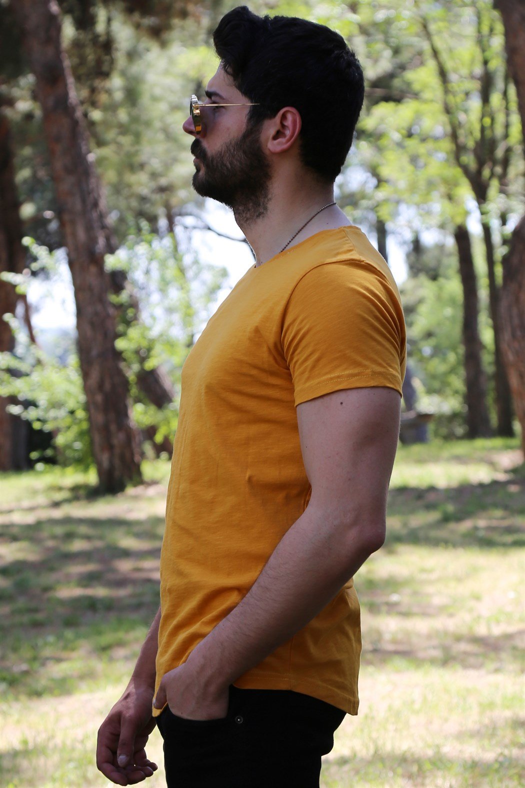 Hardal Oval Kesim Basic Tişört