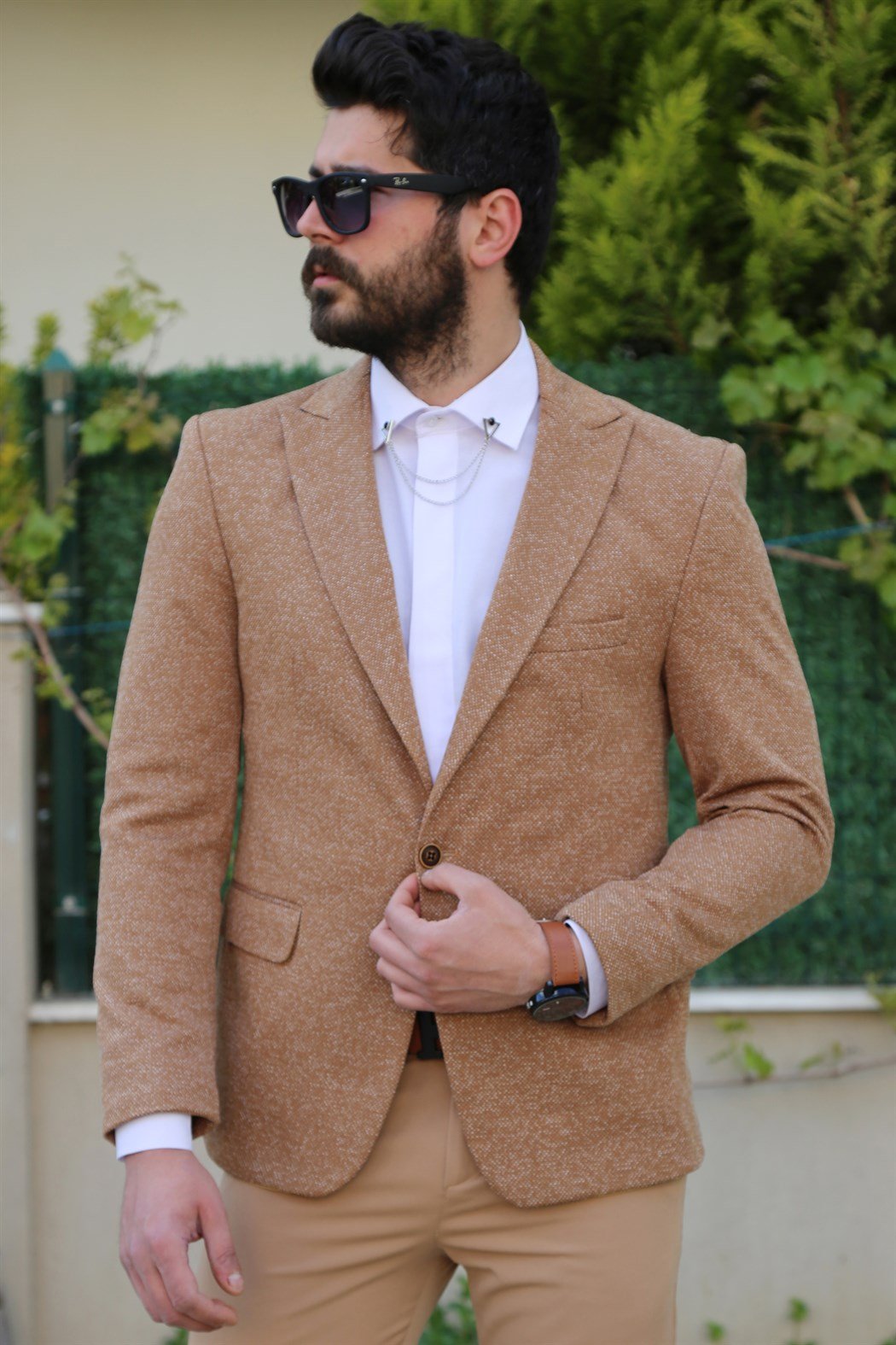 Hardal Tek Düğme Blazer Ceket