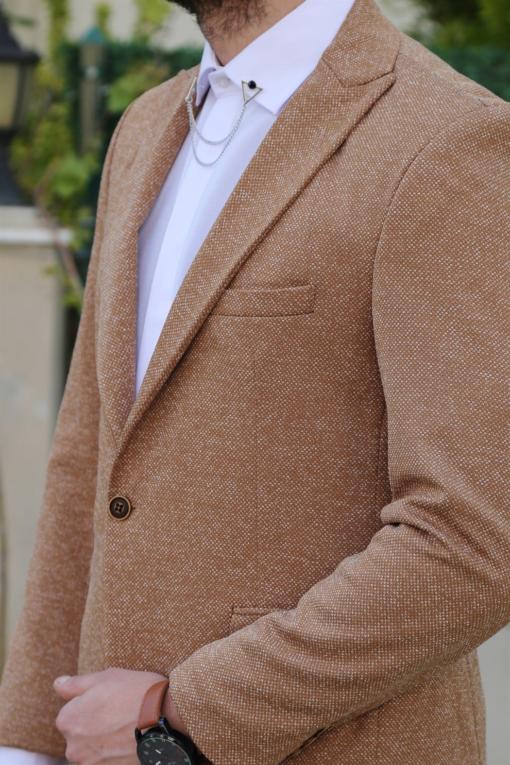 Hardal Tek Düğme Blazer Ceket