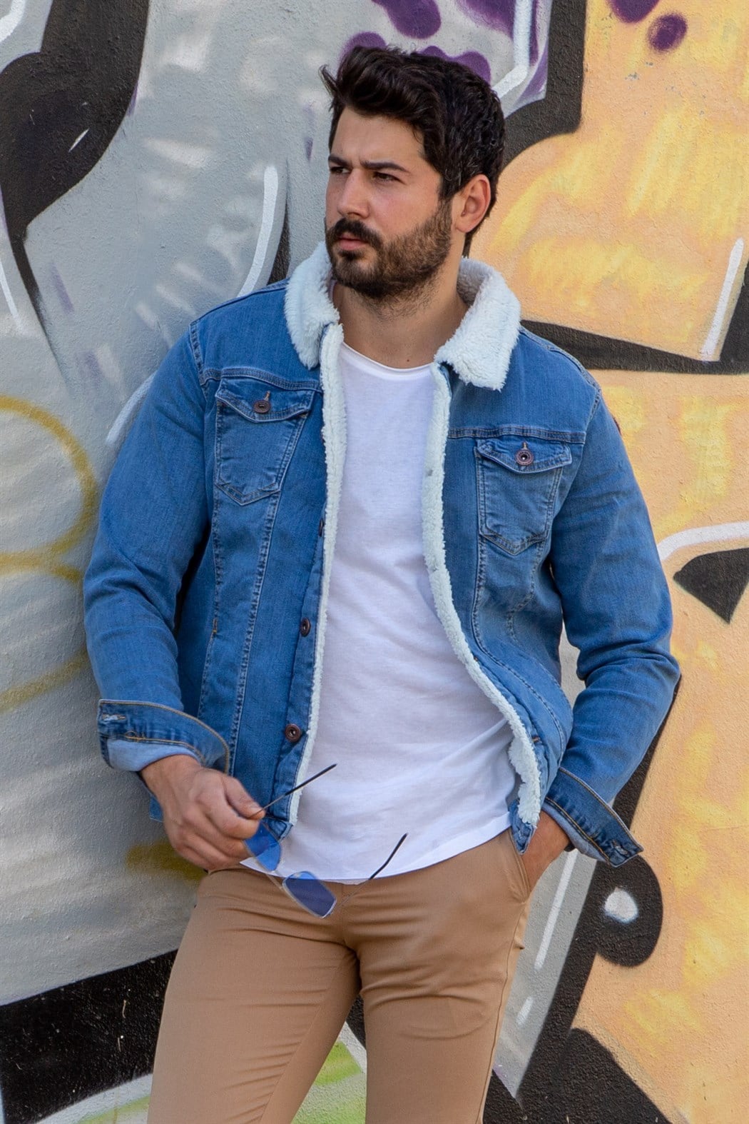 İçi Kürklü Mavi Kot Ceket