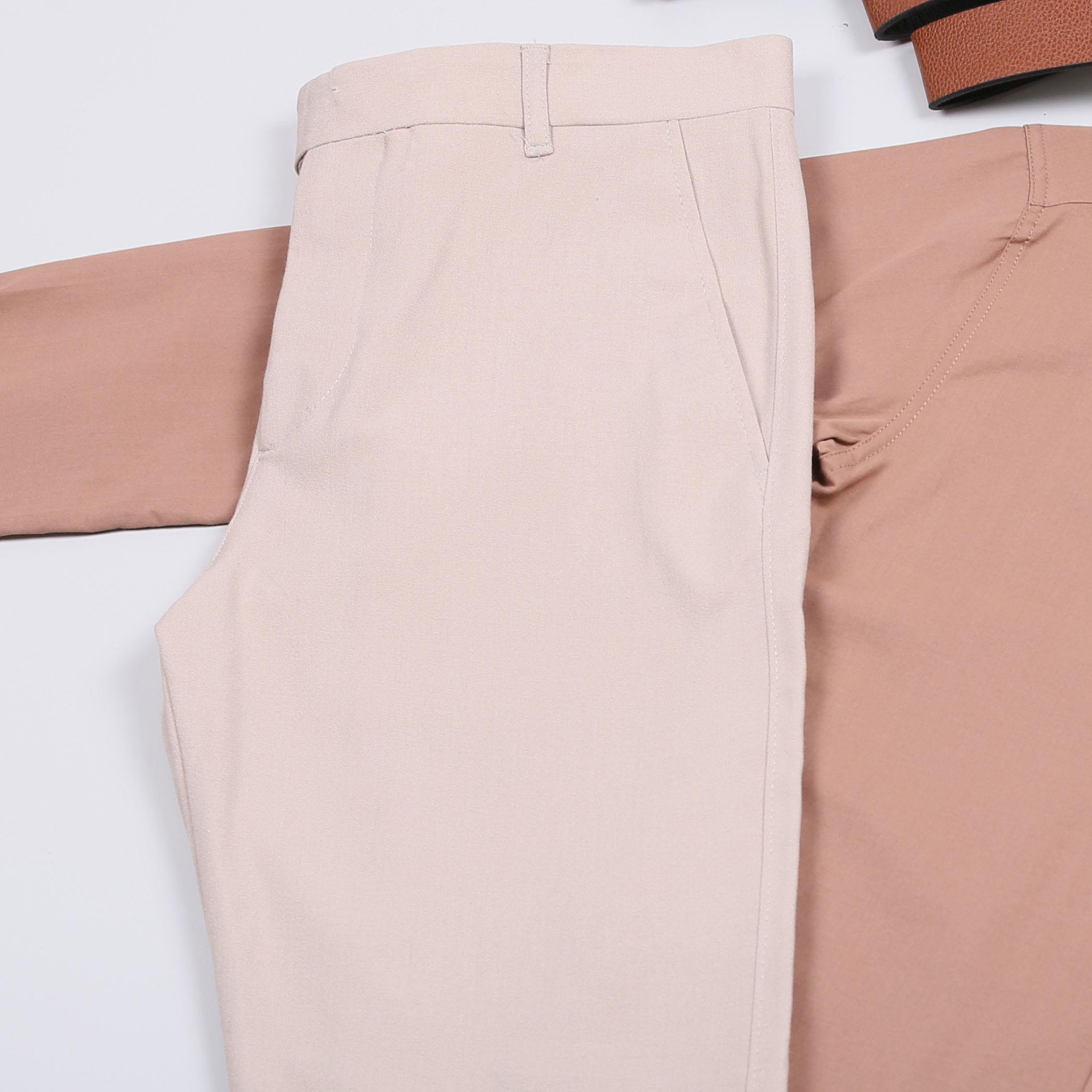 Kahve Gömlek Bej Pantolon Ayakkabı Kombin