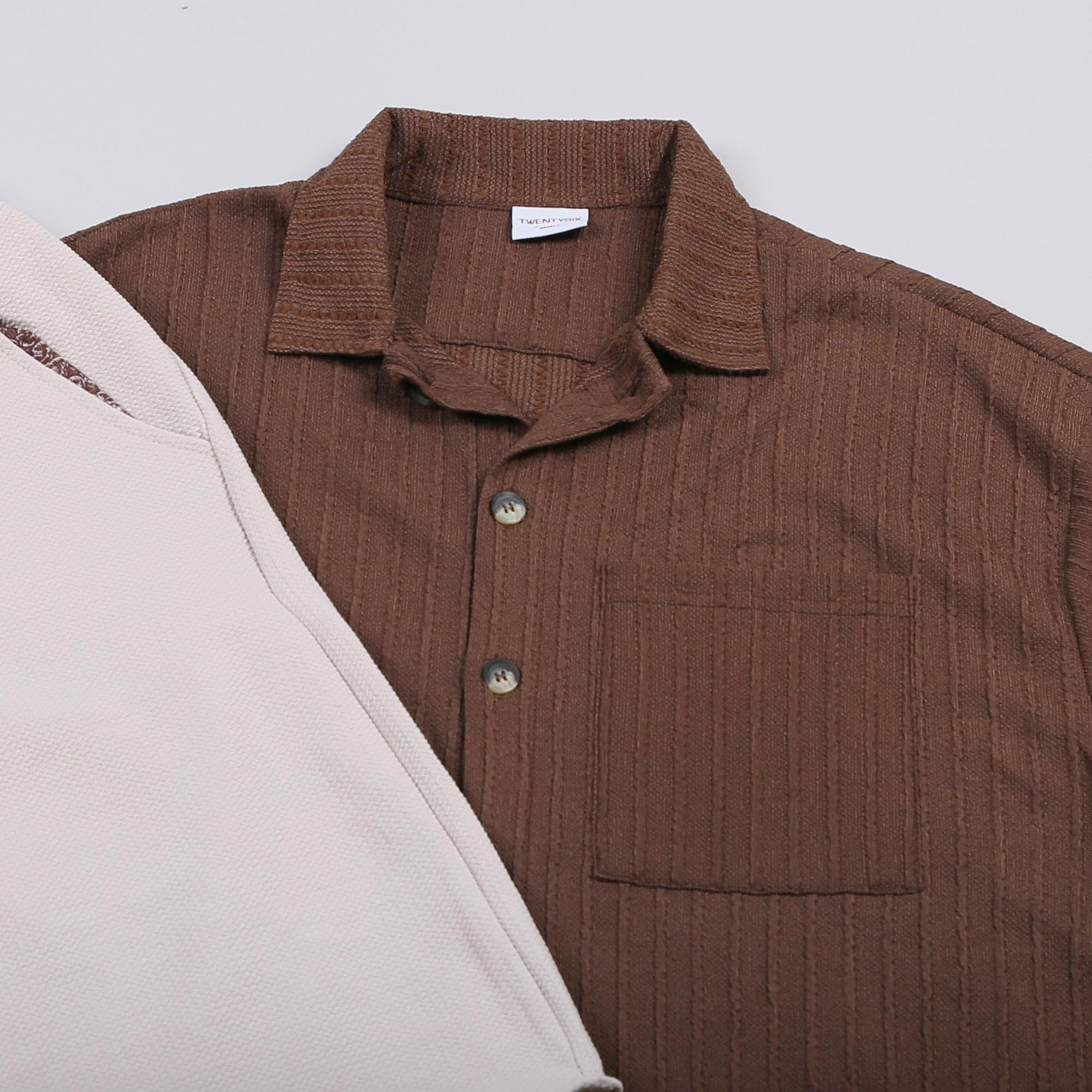 Kahve Gömlek Bej Şort Ayakkabı Kombin