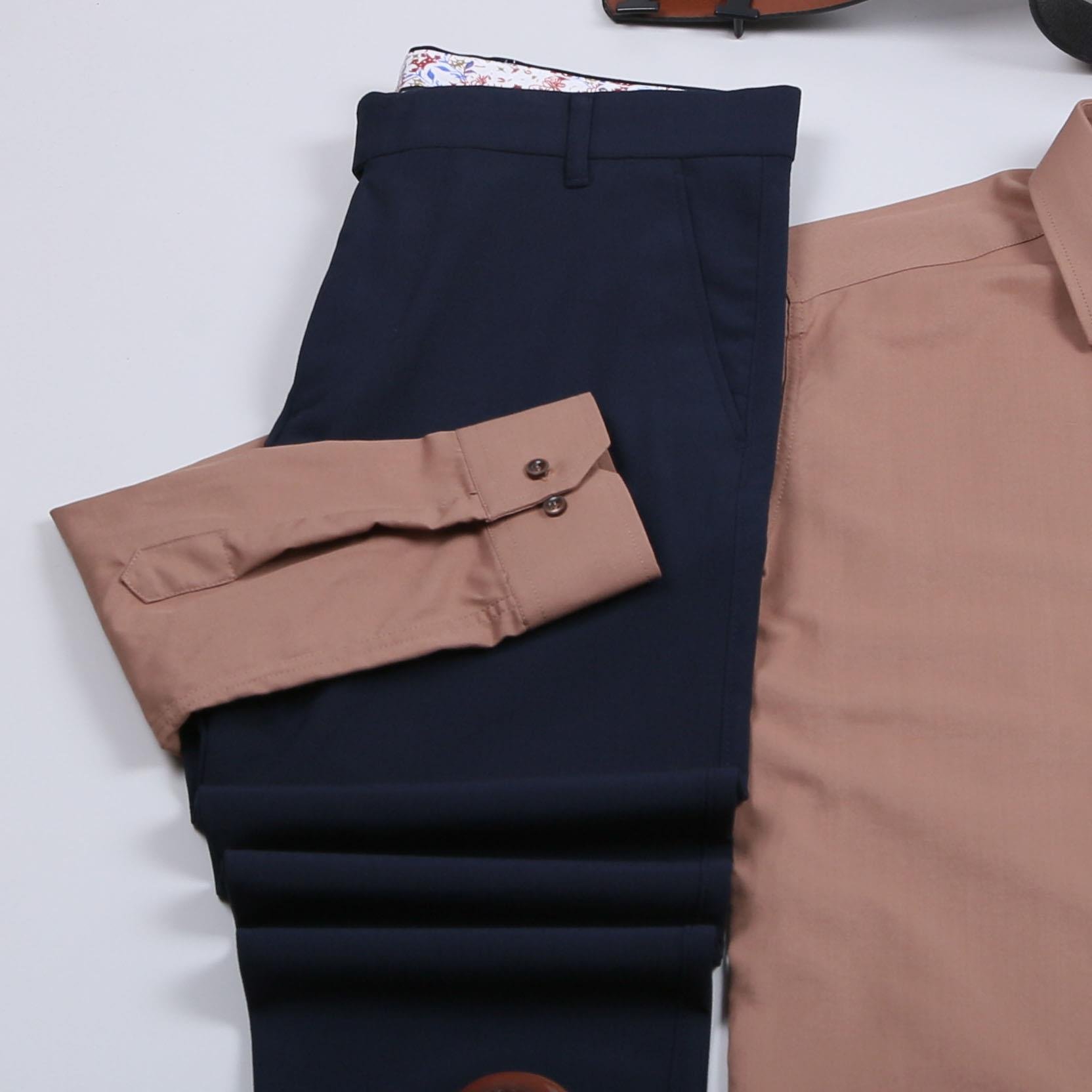 Kahve Gömlek Lacivert Pantolon Ayakkabı Kombin