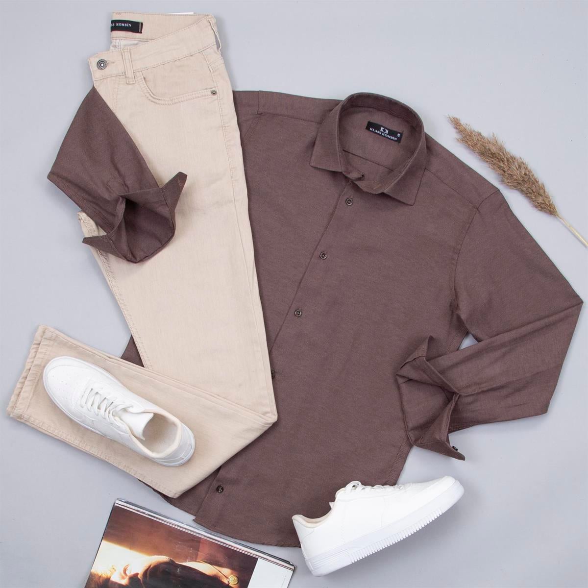 Kahve Gömlek Pantolon Ayakkabı Kombin