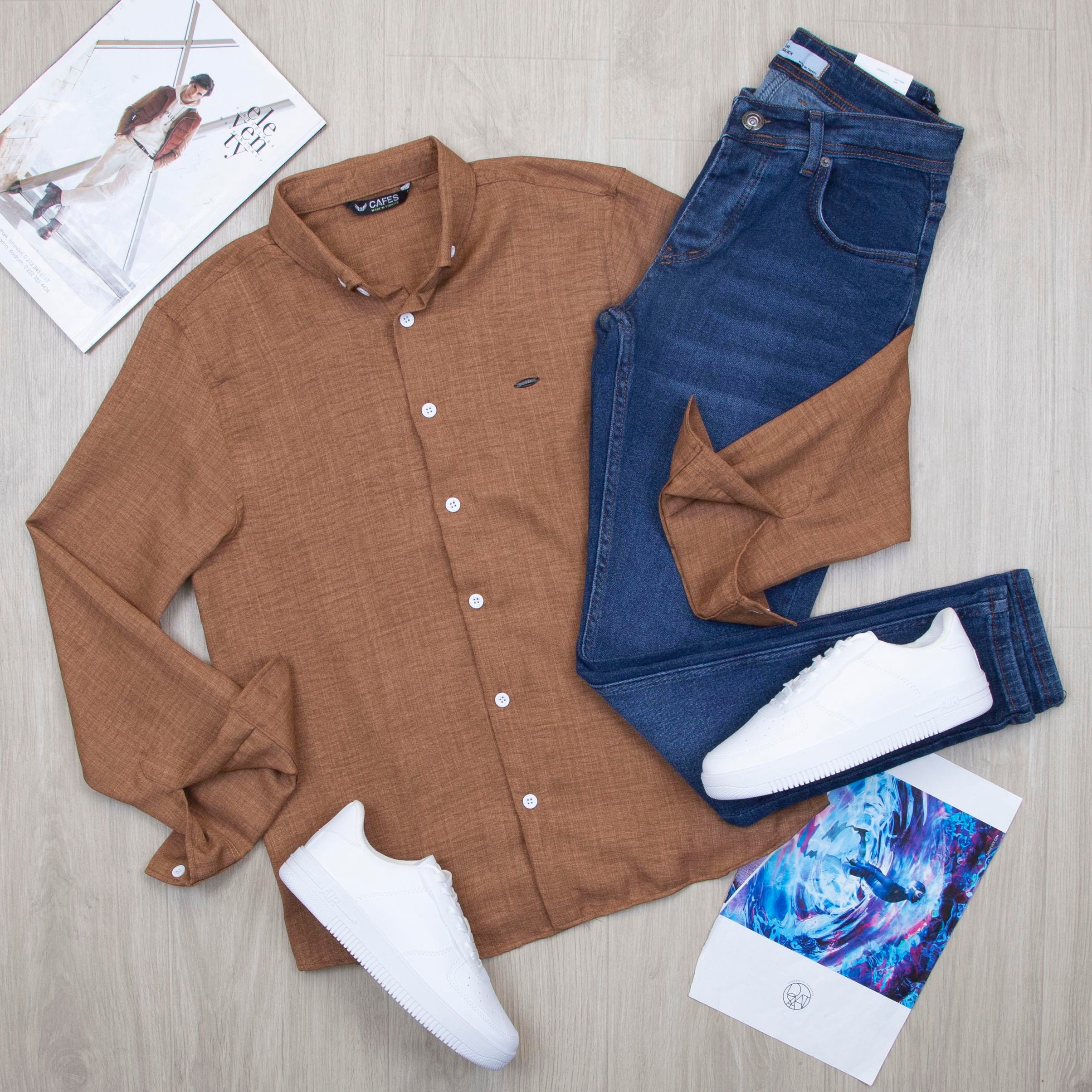 Kahve Gömlek Pantolon Ayakkabı Kombin