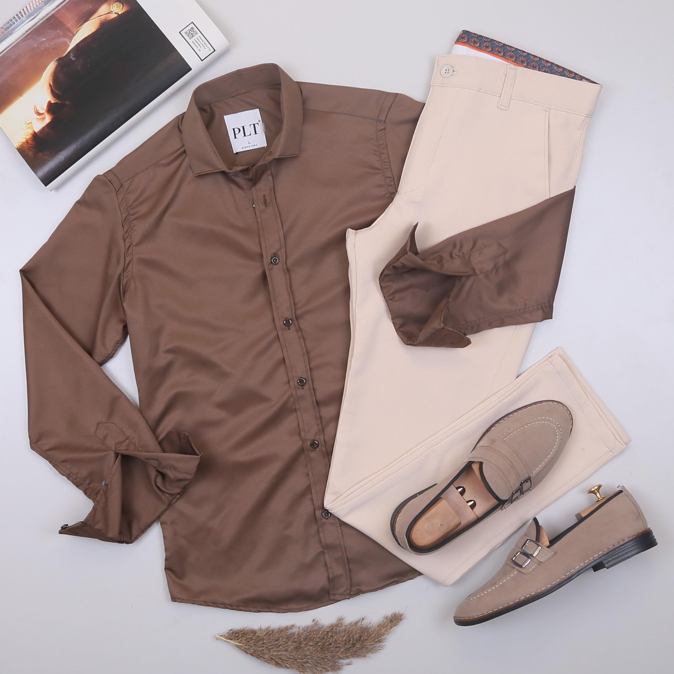 Kahve Gömlek Pantolon Ayakkabı Kombin