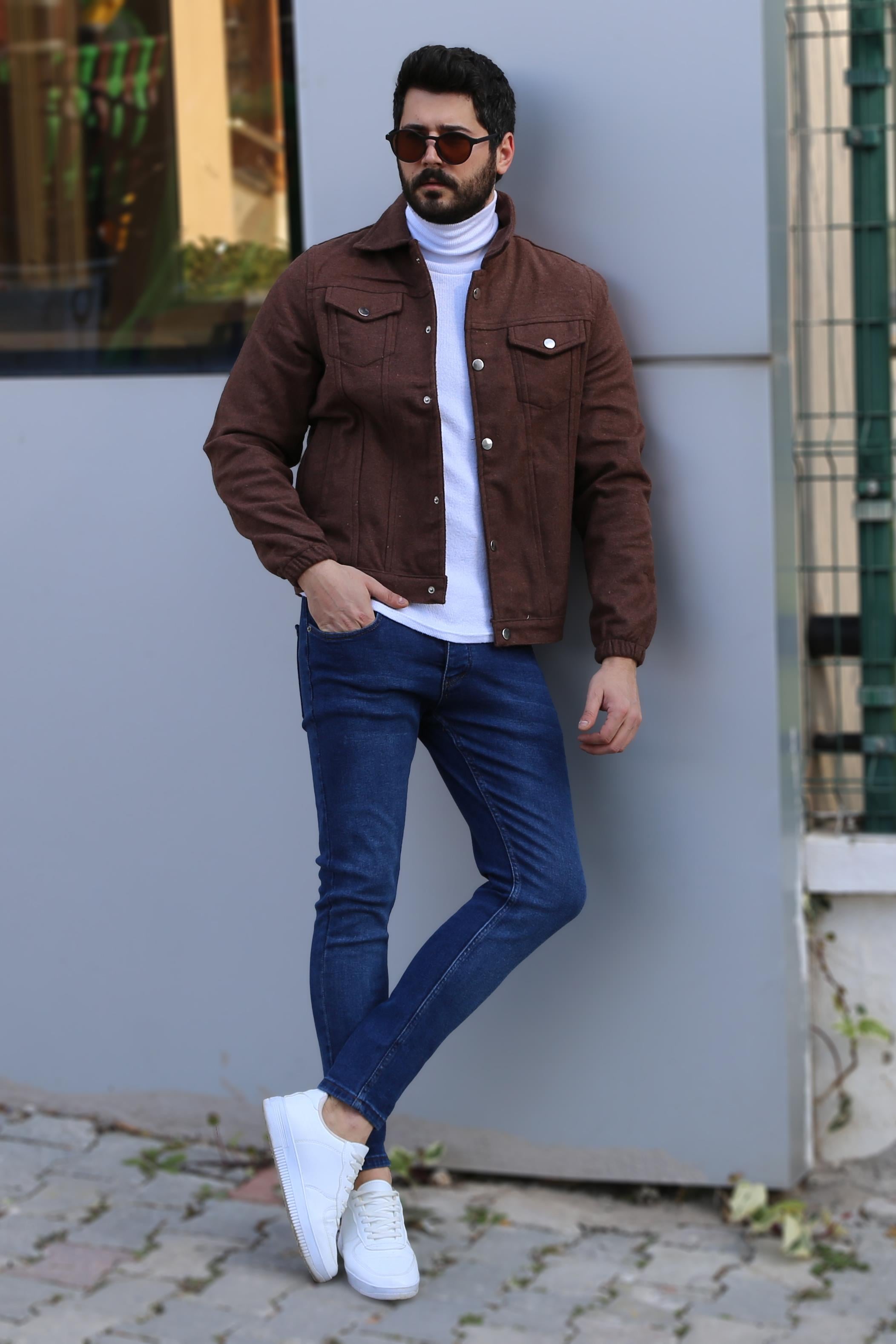 Kahve Kaşe Ceket Kombini