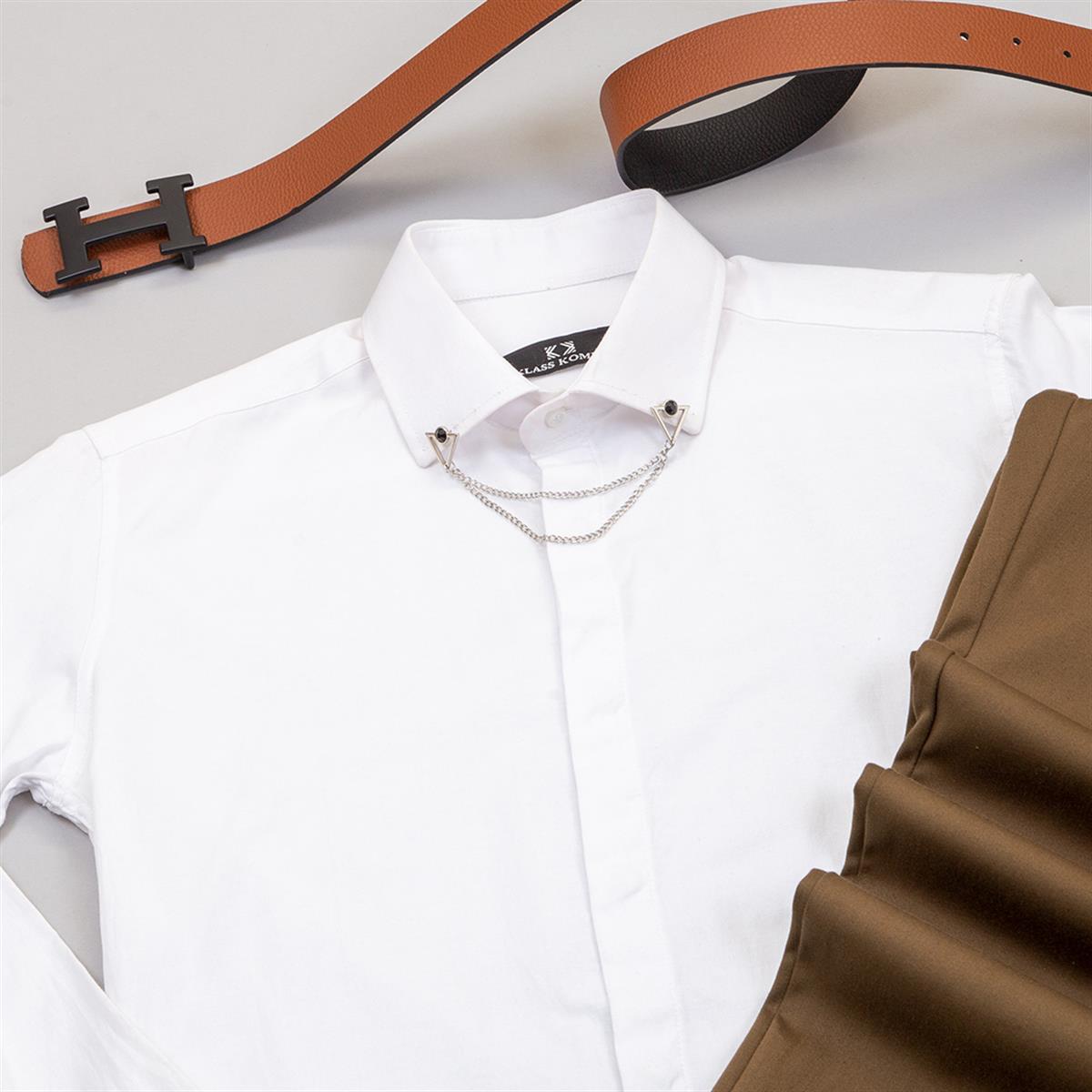 Kahve Pantolon Beyaz Gömlek Ayakkabı Kombin