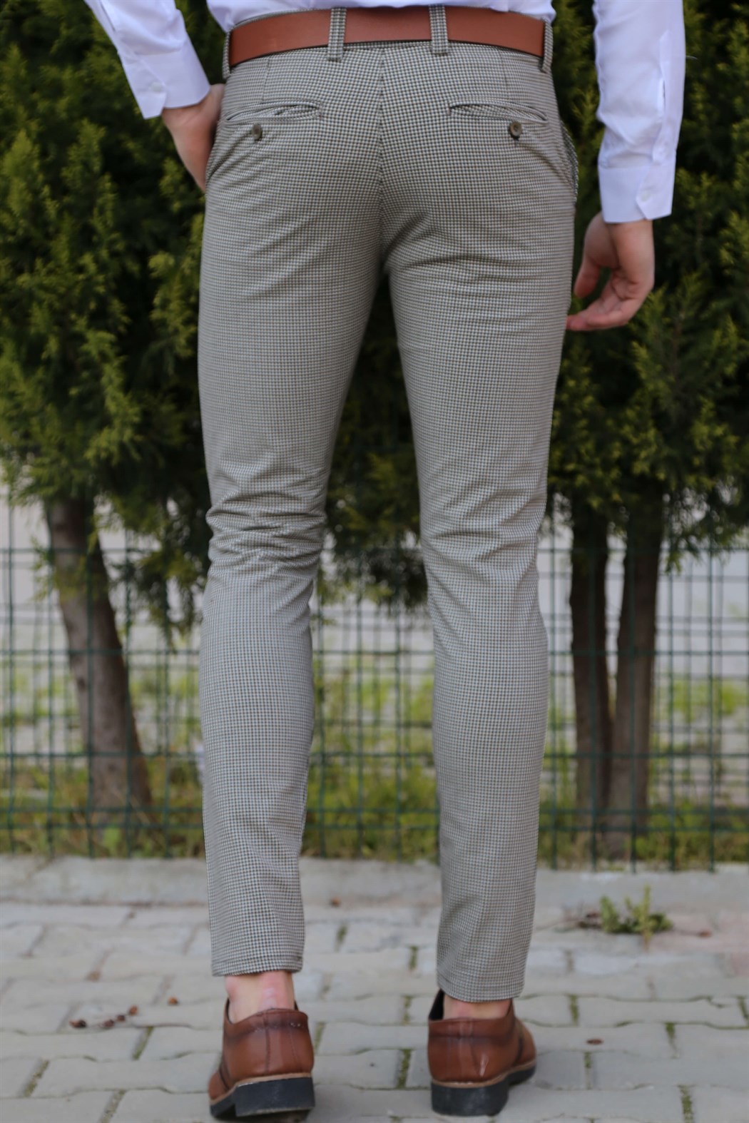 Kahverengi Desenli Kumaş Pantolon