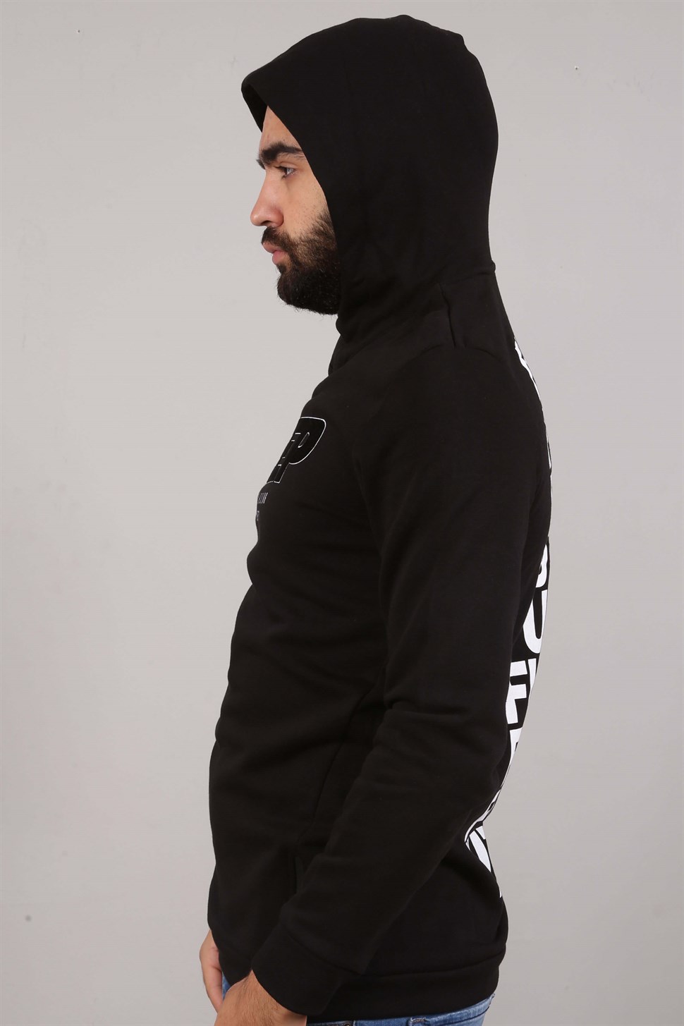 KAPŞONLU KEEP YAZILI SWET SİYAH