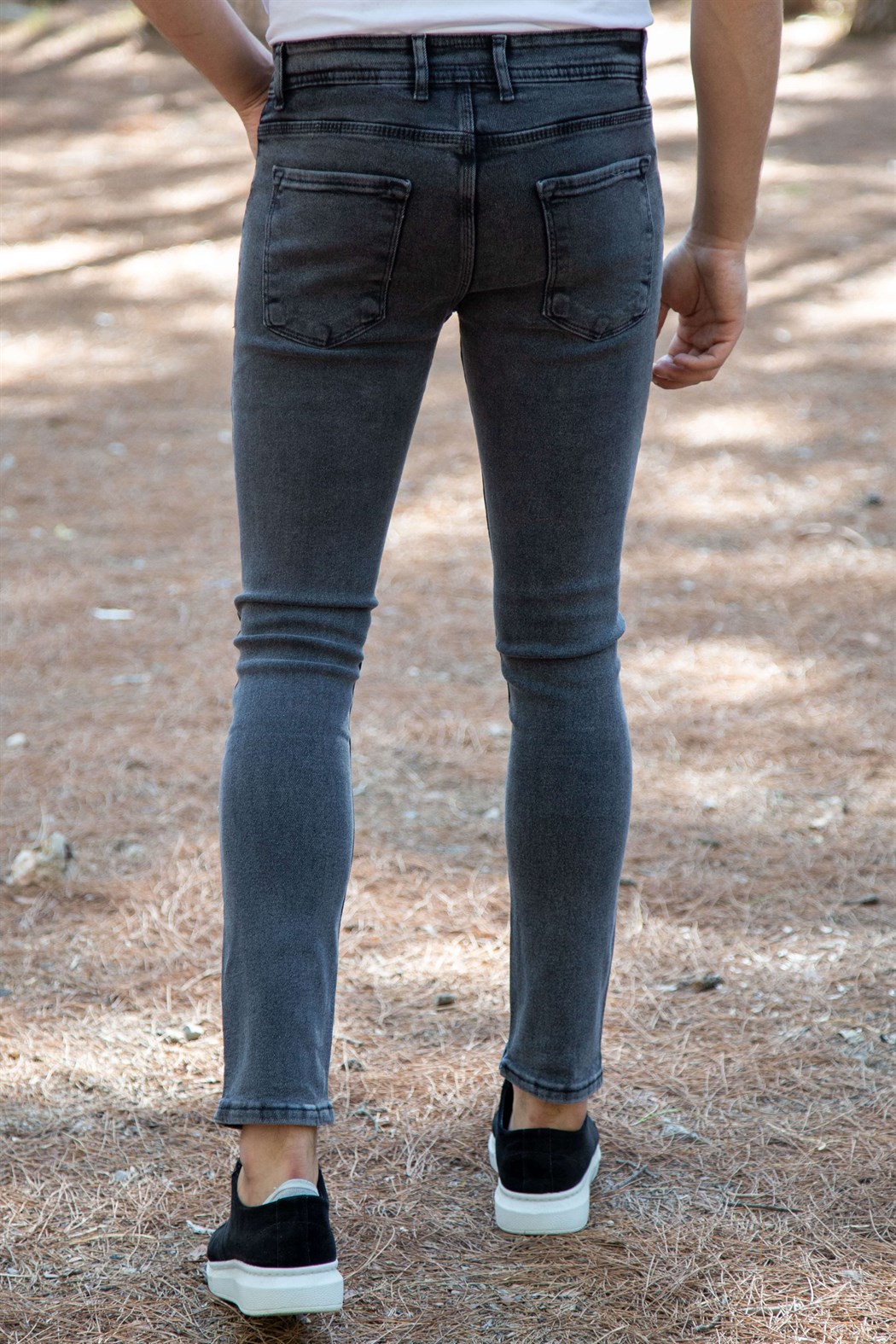 Kar yıkama slim fit füme kot pantolon