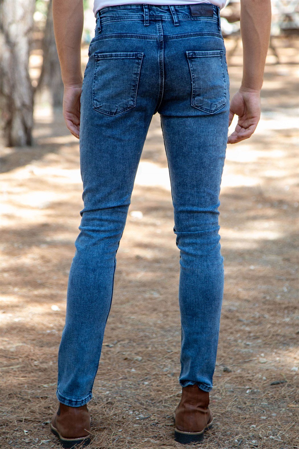 Kar yıkama slim fit mavi kot pantolon