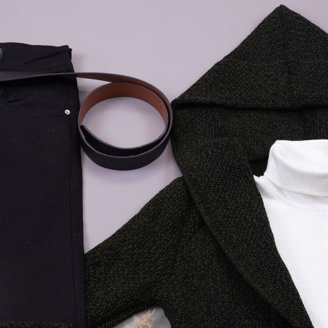 kazak pantolon haki hırka ayakkabı kombini