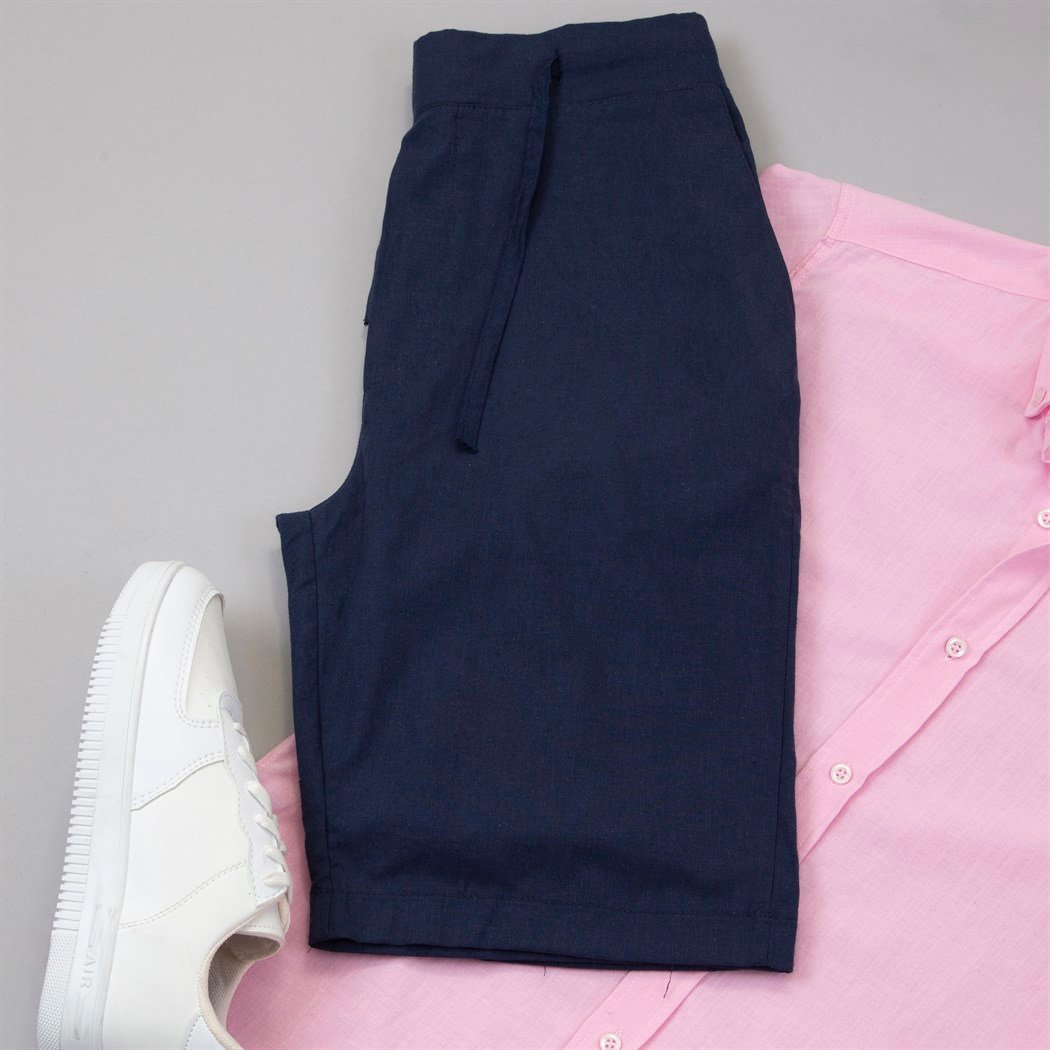 Keten Pembe Gömlek Keten Şort Ayakkabı Kombin