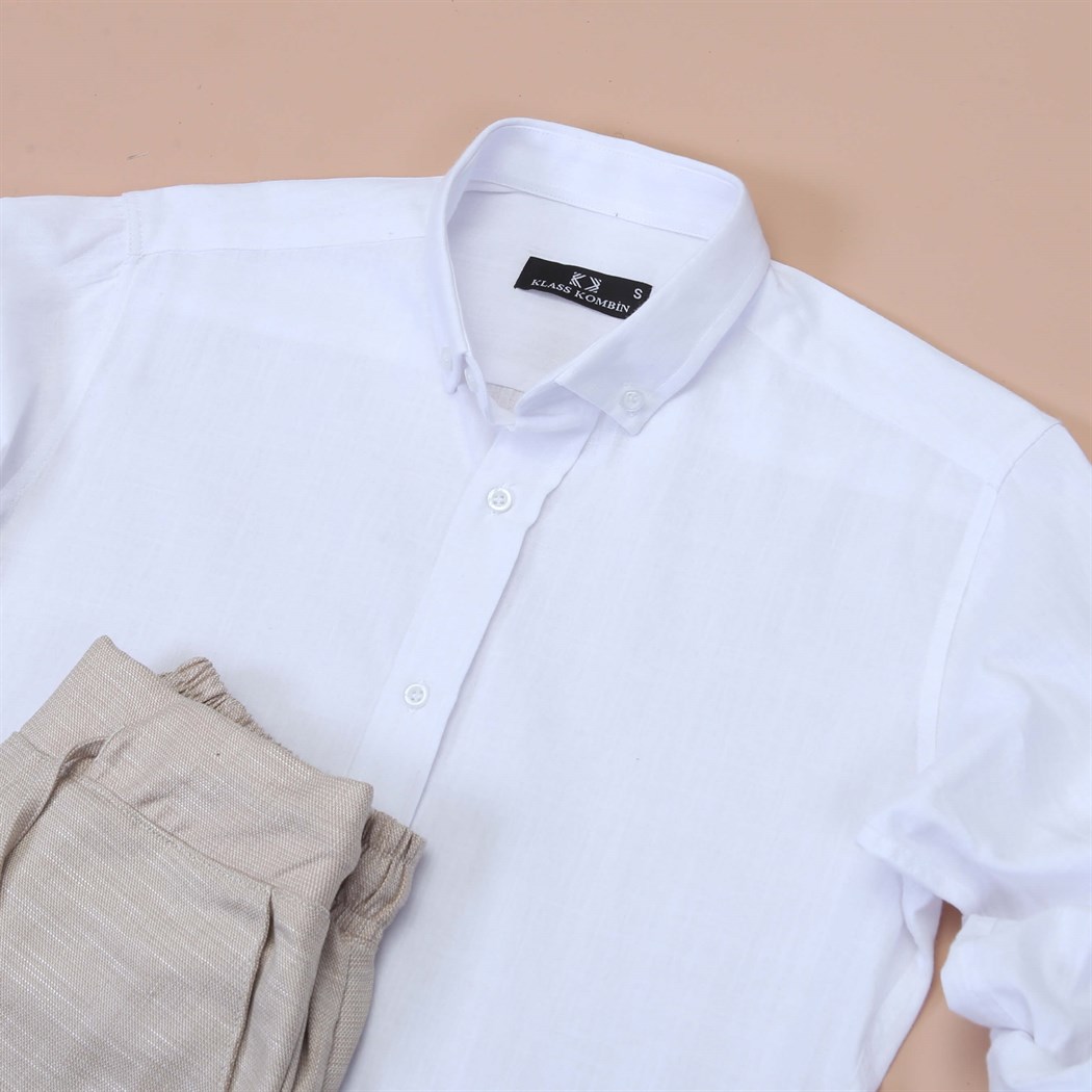 Keten Sort Gömlek Ayakkabı Kombini