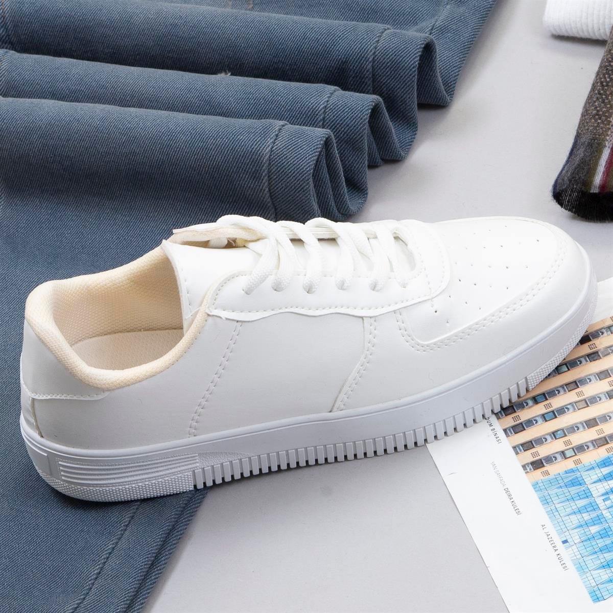 Kırçıllı Bej Blazer Ceket Kazak Pantolon Ayakkabı Kombin