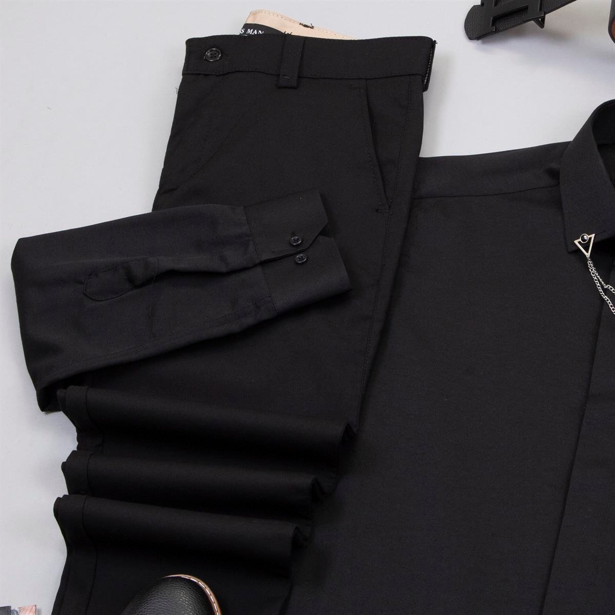 Kırçıllı Bordo Blazer Ceket Gömlek Pantolon Ayakkabı Kombin