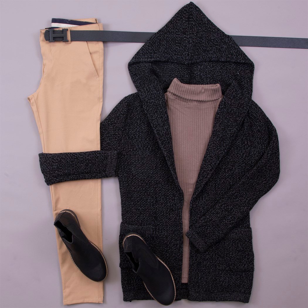 Kırçıllı Hırka Kazak Pantolon Bot Kombin