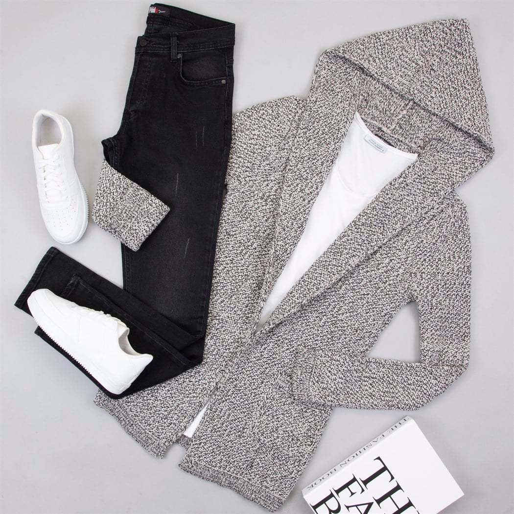 Kırçıllı Hırka Tişört Pantolon Ayakkabı Kombin