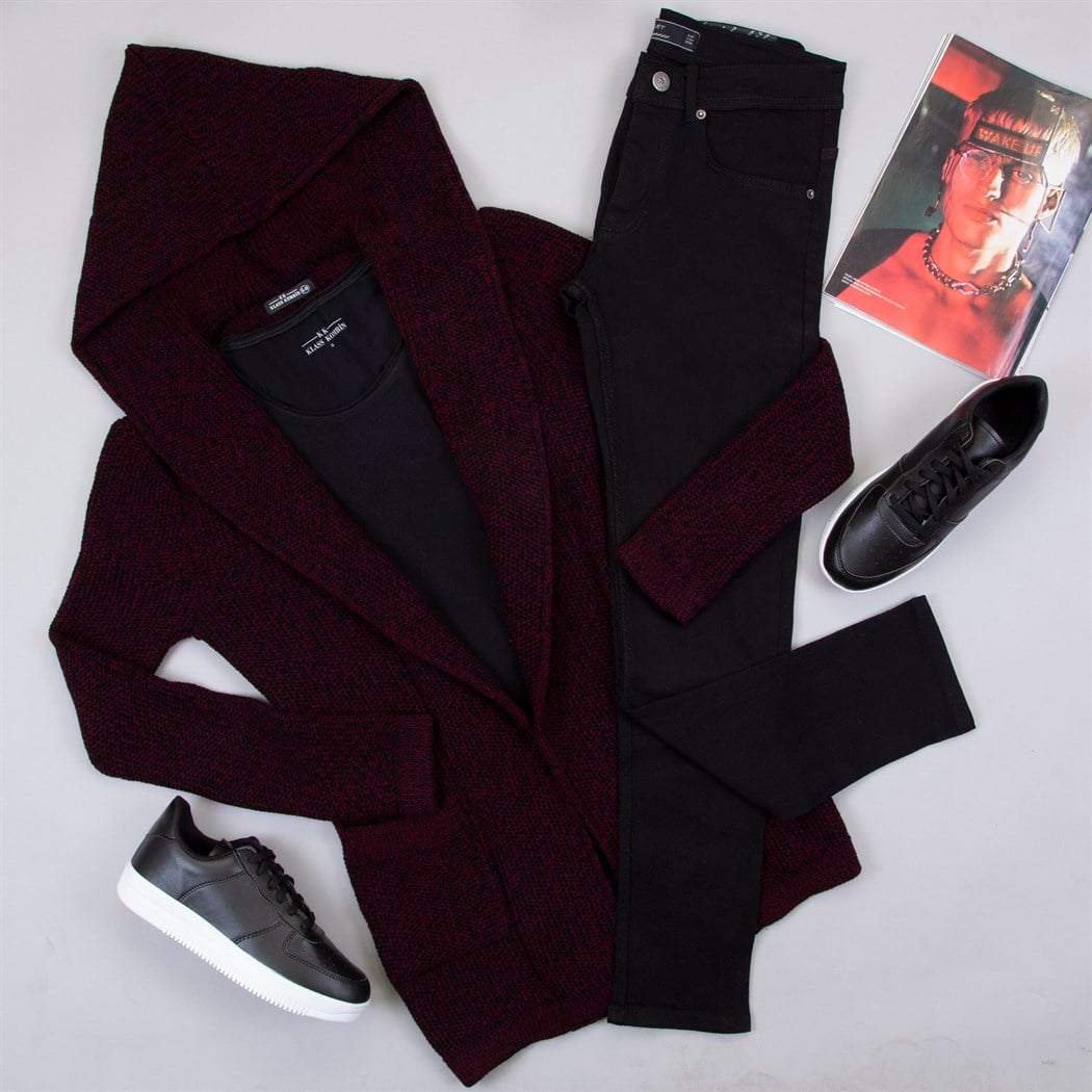 Kırçıllı Hırka Tişört Pantolon Kombin