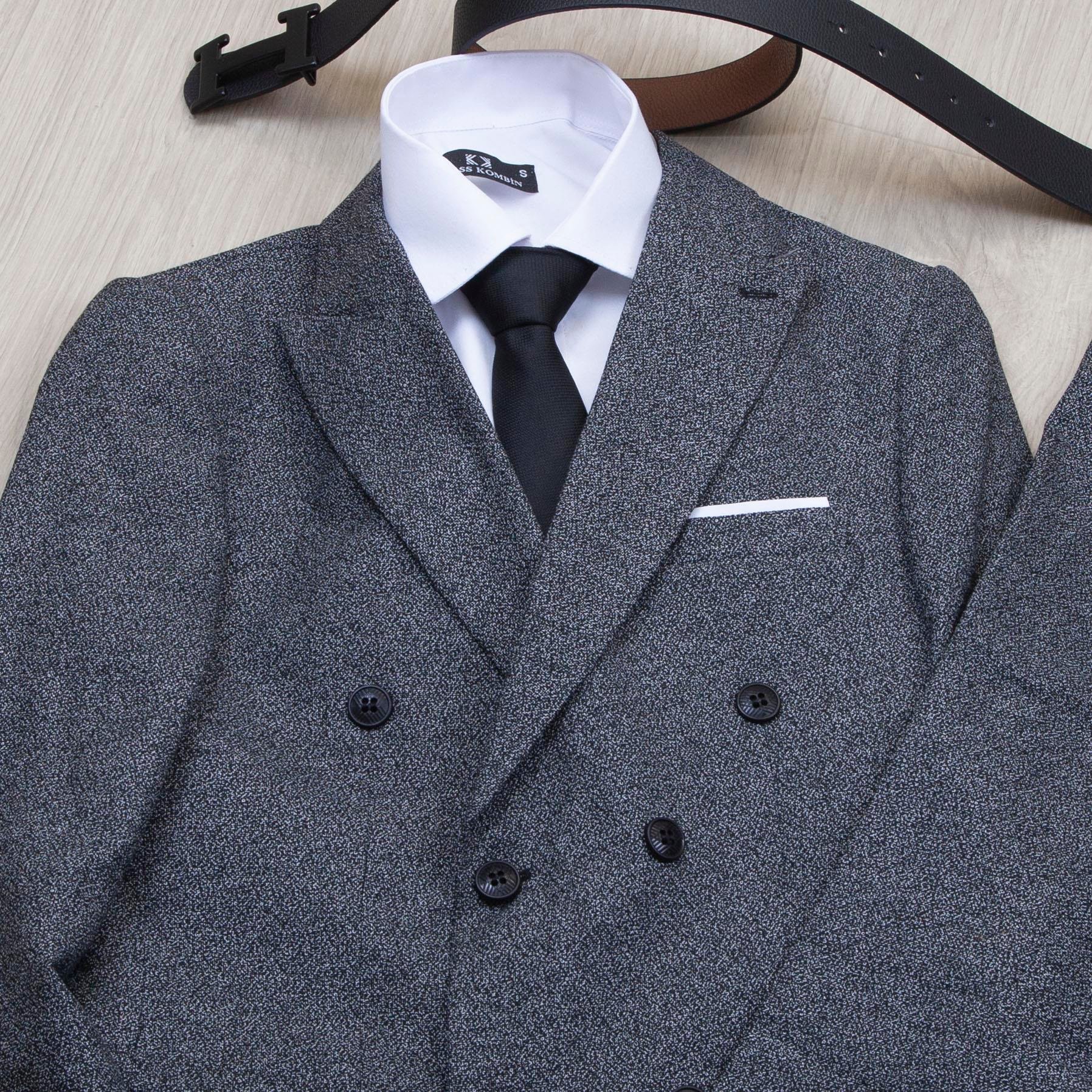 Kırçıllı Kruvaze Takım Elbise Kombini