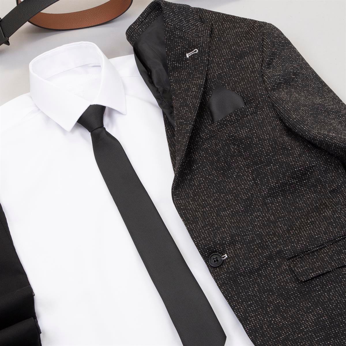 Kırçıllı Siyah Blazer Ceket Gömlek Pantolon Ayakkabı Kombin