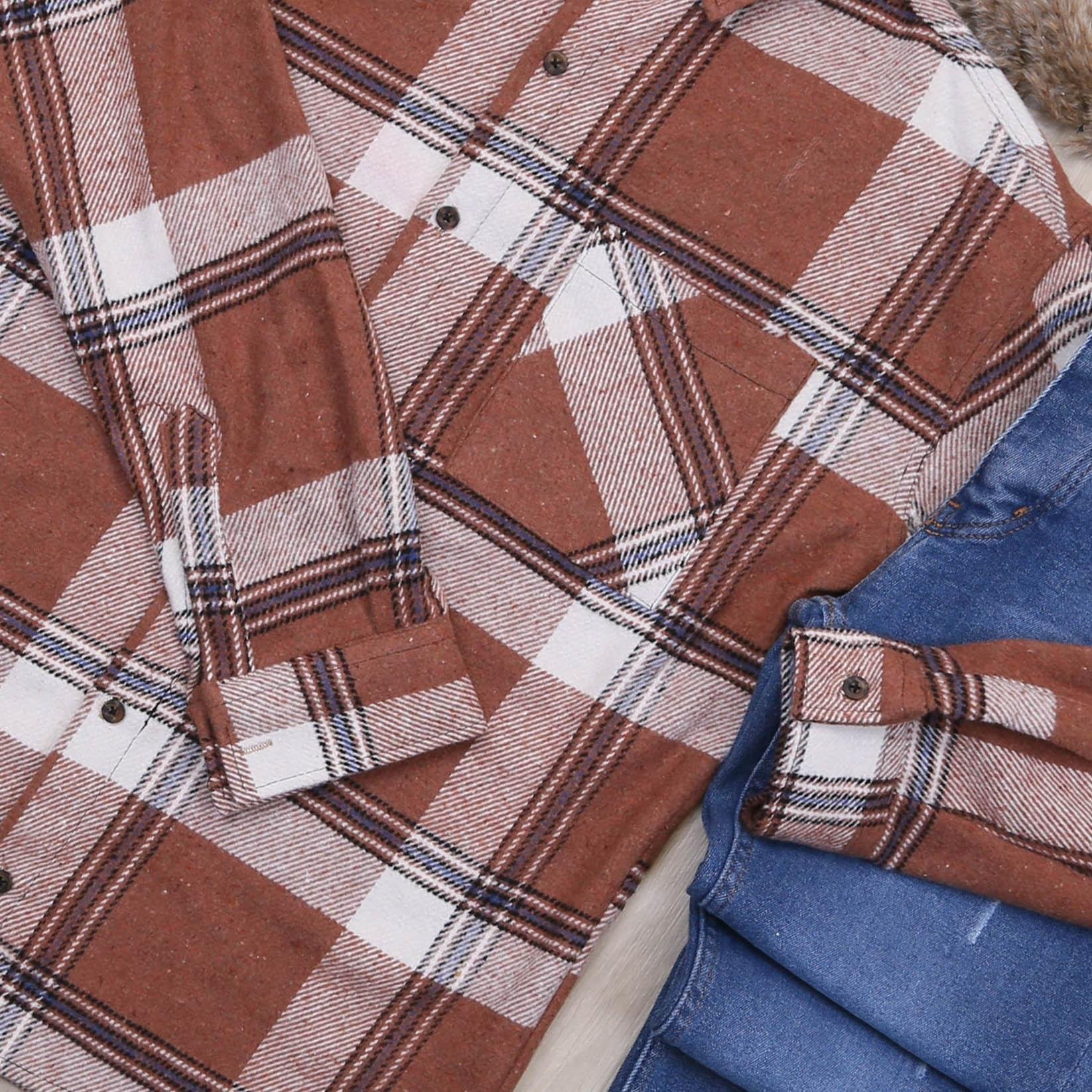 Kiremit Ekose Gömlek Bot Mavi Kot Pantolon Kombin