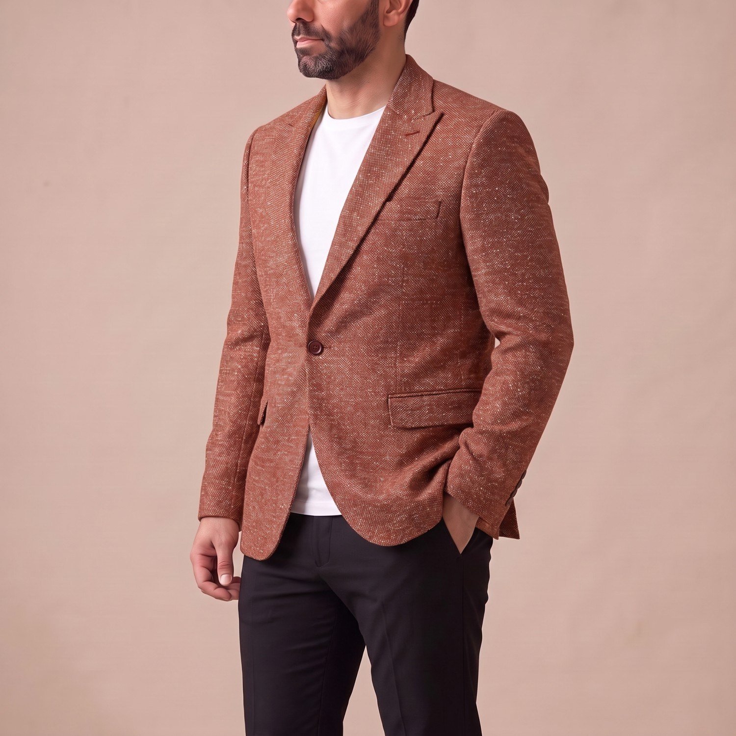 Kiremit Kırçıllı Blazer Ceket Erkek