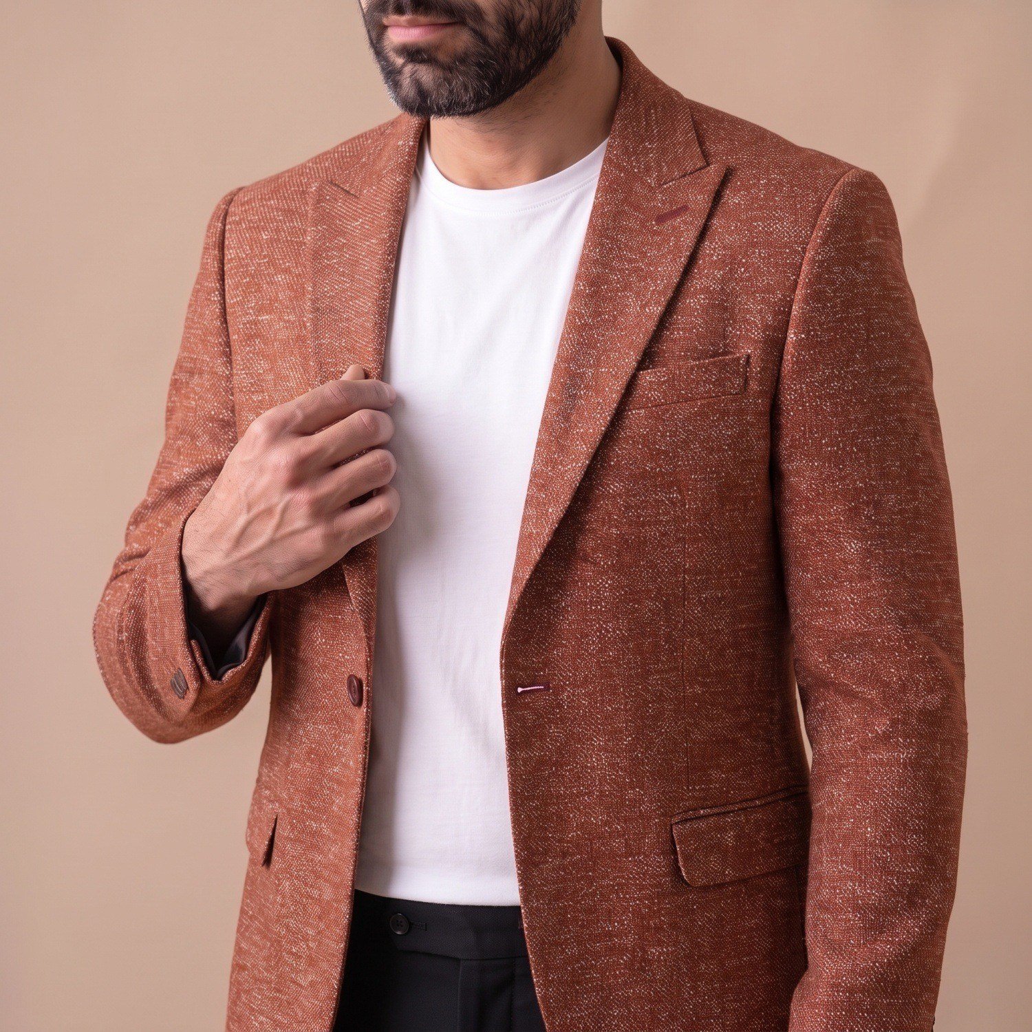 Kiremit Kırçıllı Blazer Ceket Erkek