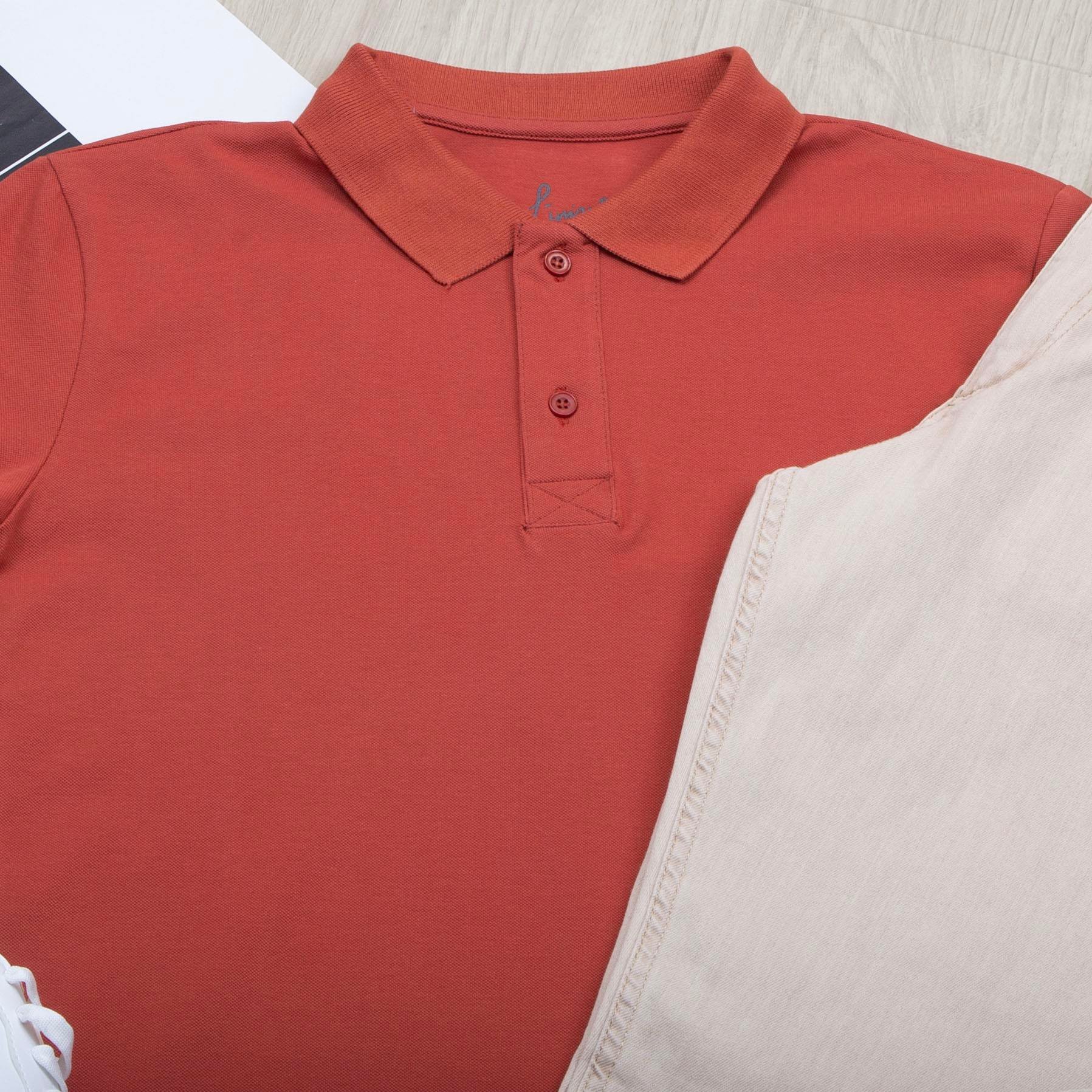 Kiremit Polo Yaka Tişört Pantolon Ayakkabı Kombin