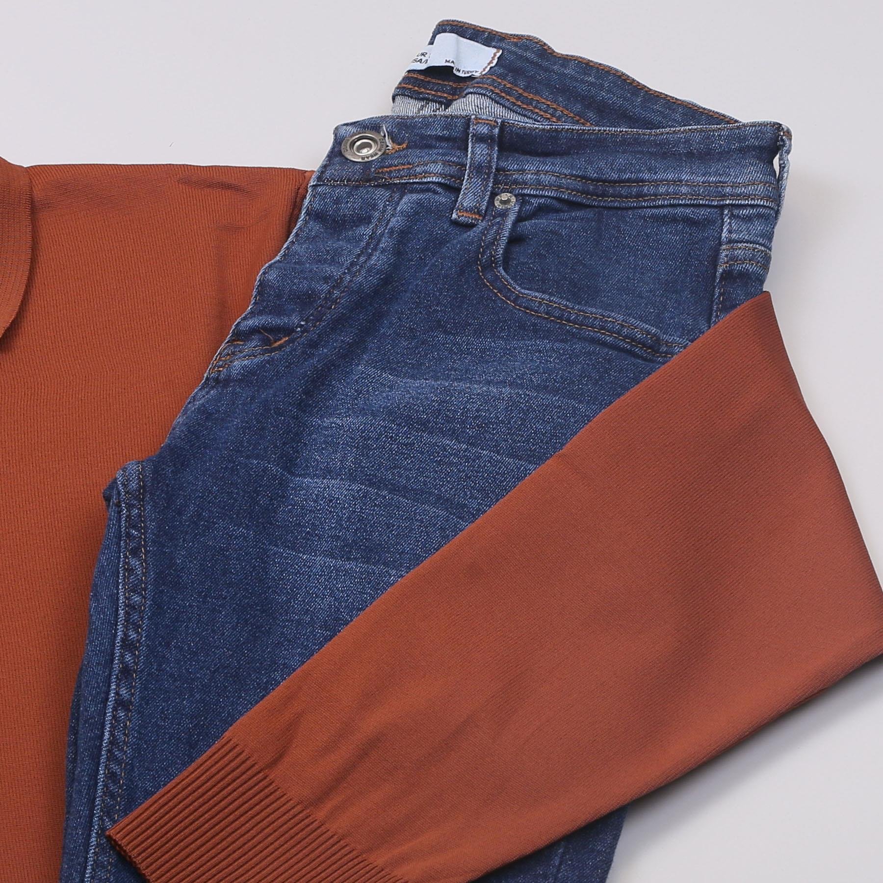 Kiremit Triko Polo Yaka Pantolon Ayakkabı Kombin