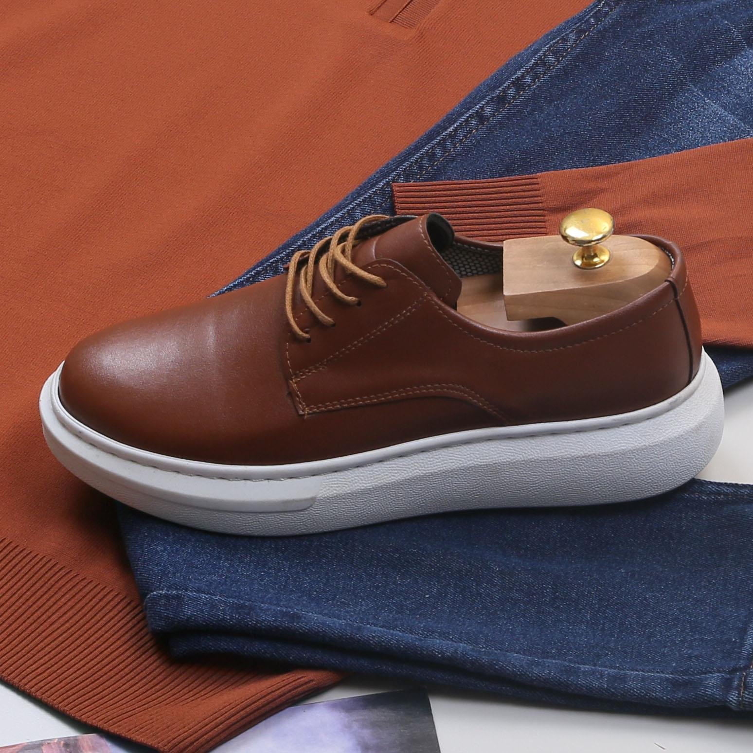 Kiremit Triko Polo Yaka Pantolon Ayakkabı Kombin