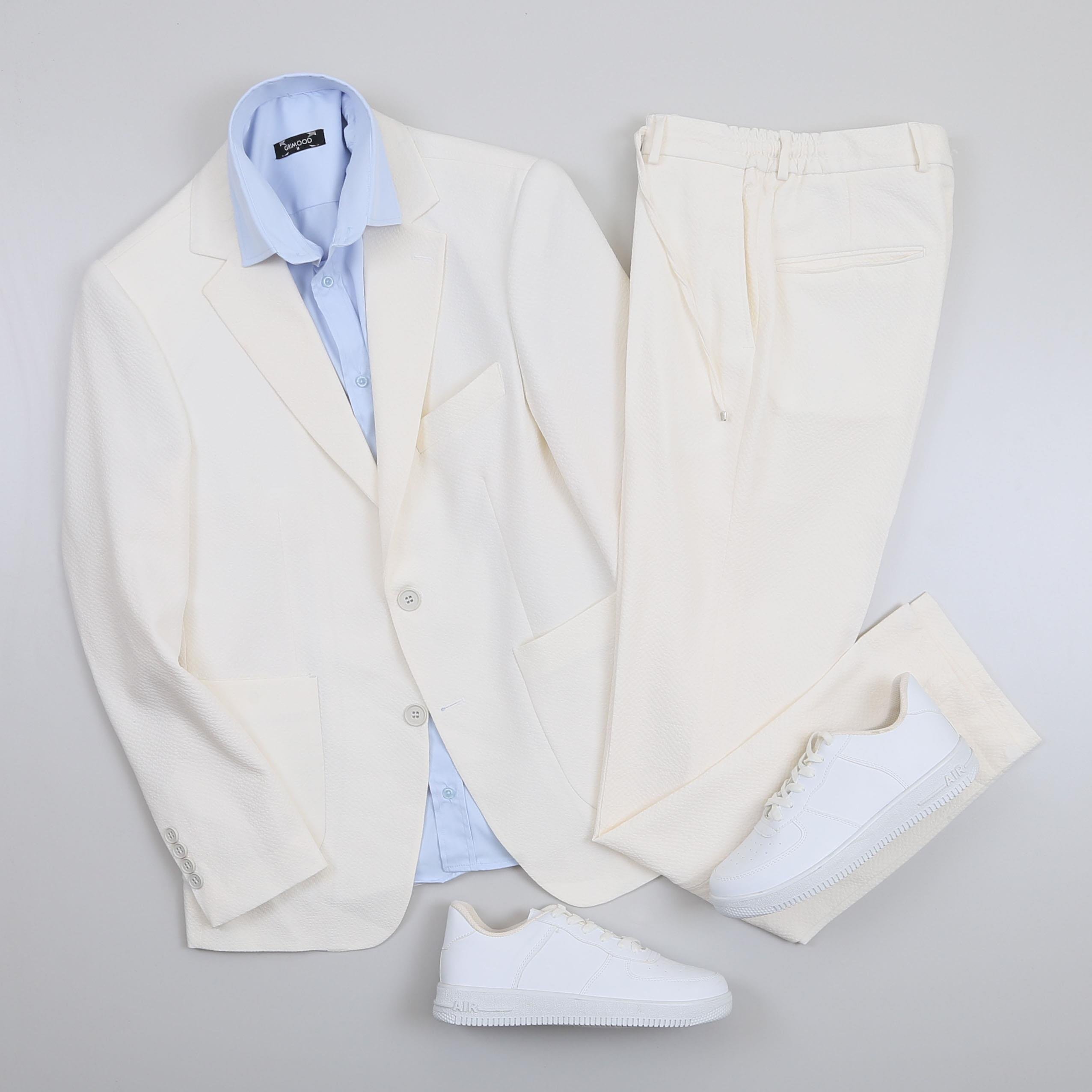 Kırık Beyaz Takım Elbise Kombini