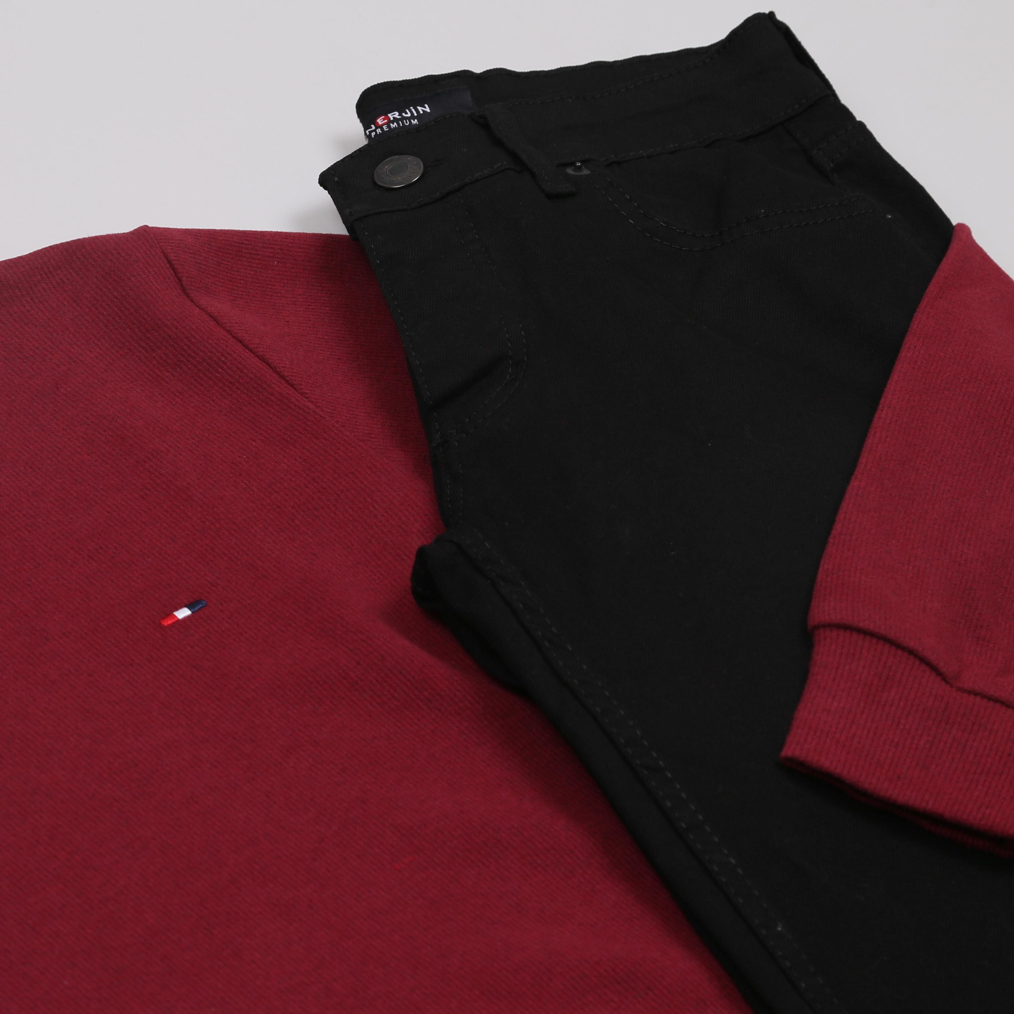 Kırmızı Kazak Kot Pantolon Ayakkabı Kombini