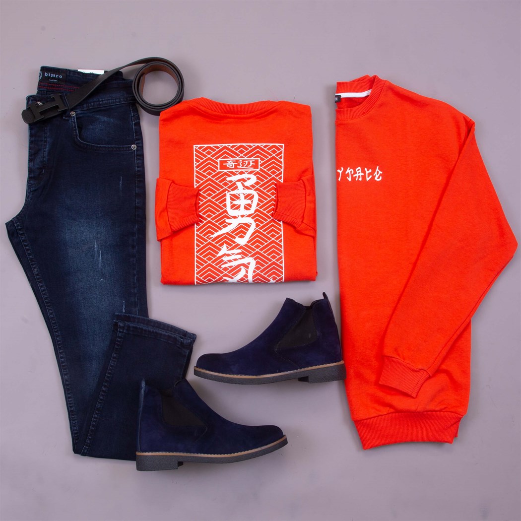 Kırmızı Sweat Pantolon Ayakkabı Kombin