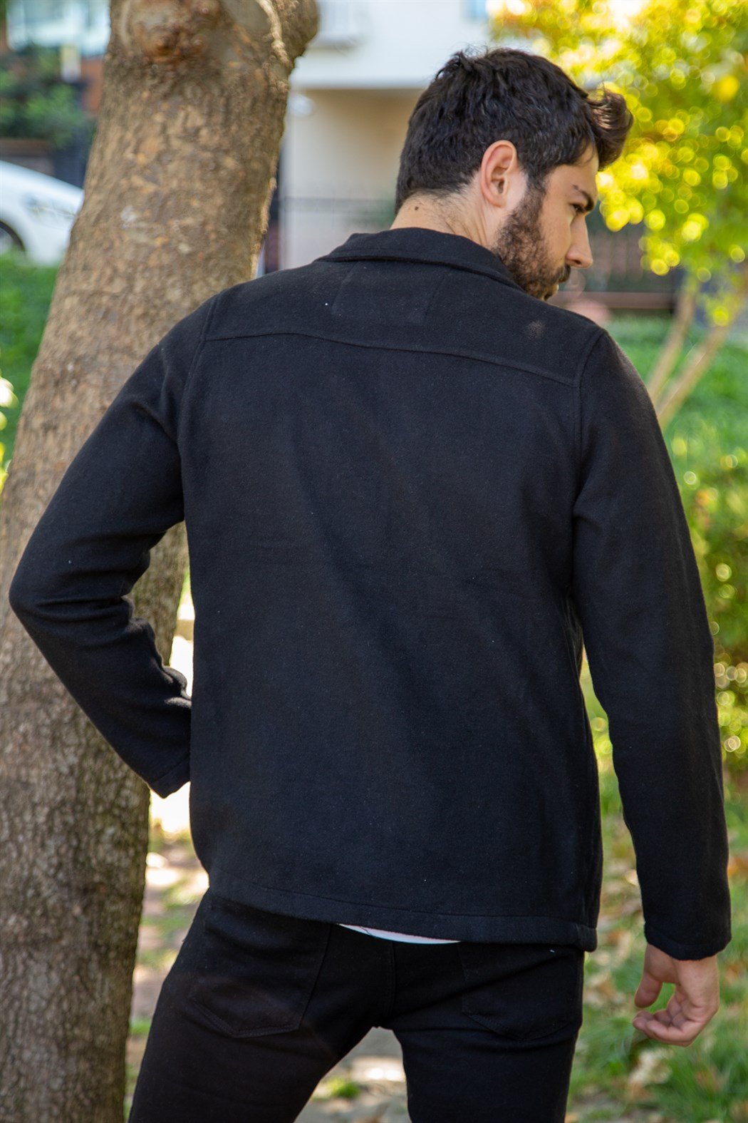 Kısa kaşe önden iki cepli kaşe mavi siyah ceket