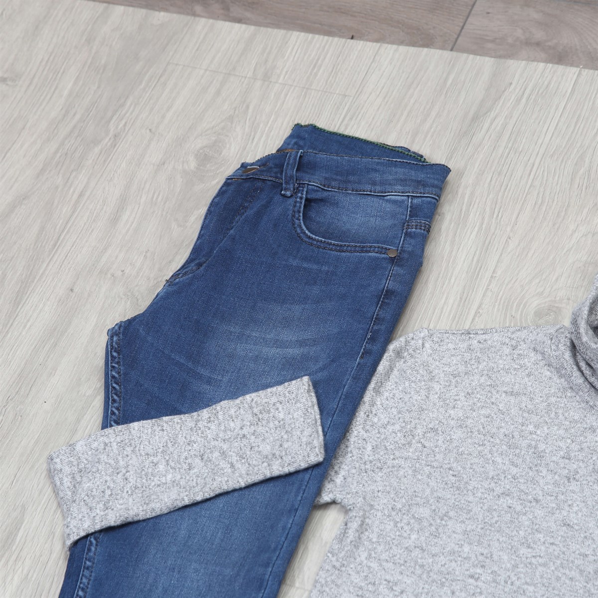 Kot Gri Kazak Bot Kombini