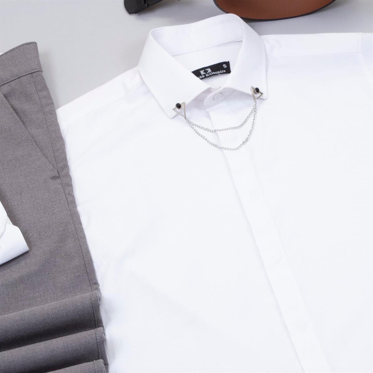 Koyu Gri Pantolon Beyaz Gömlek Ayakkabı Kombin