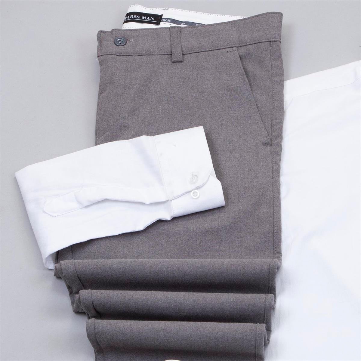 Koyu Gri Pantolon Beyaz Gömlek Ayakkabı Kombin