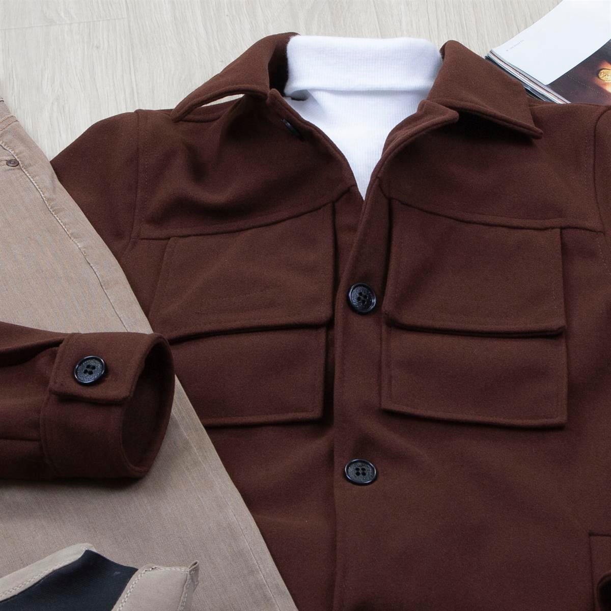 Koyu Kahve Kaşe Ceket Boğazlı Body Pantolon Bot Kombin