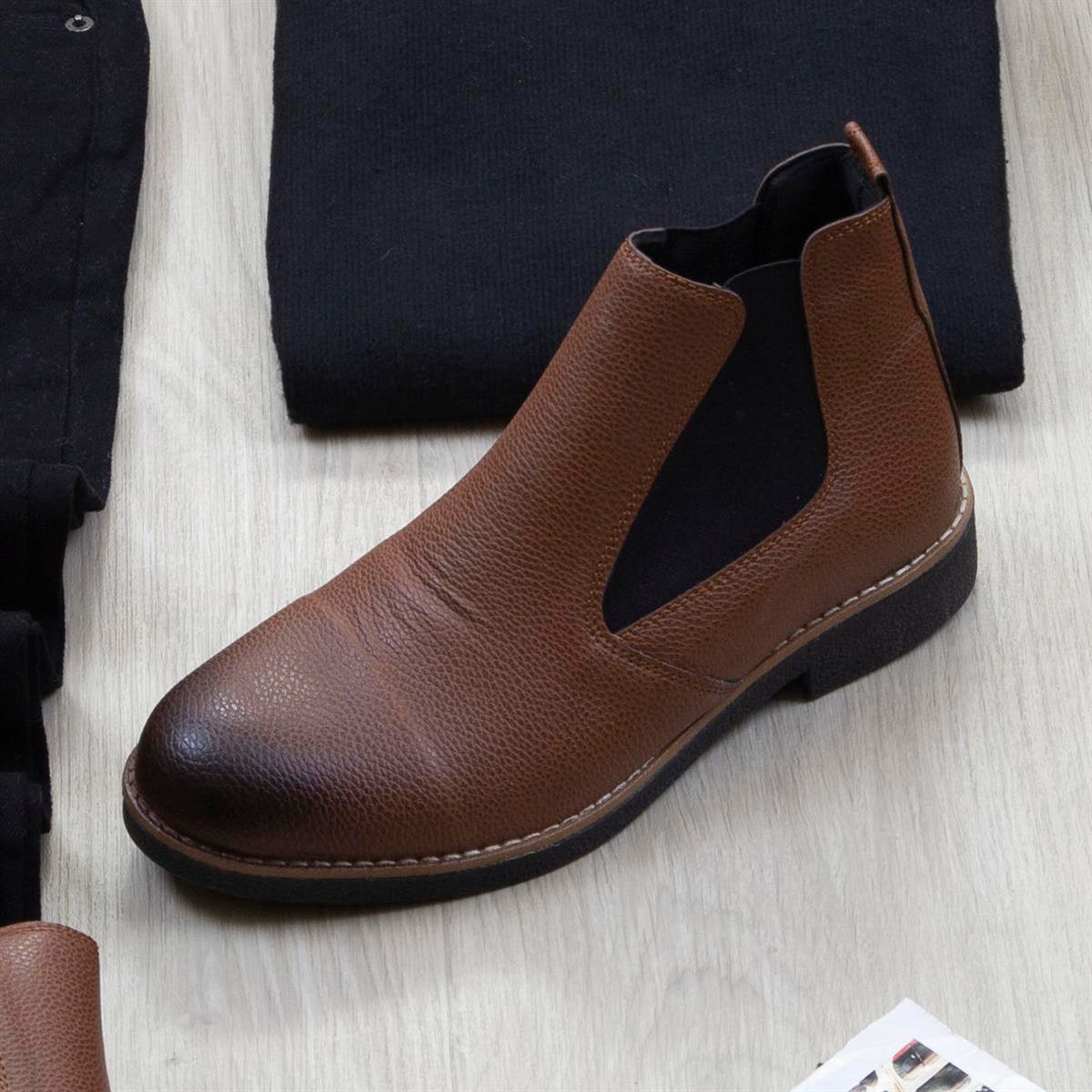 Koyu Kahve Kaşe Ceket Boğazlı Body Pantolon Bot Kombin